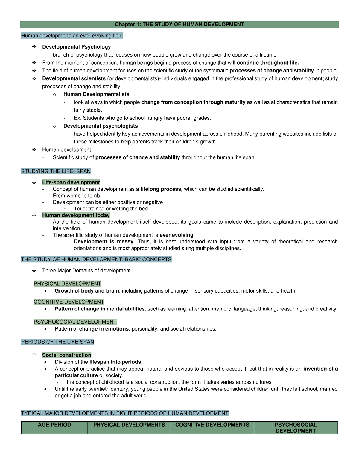 Developmental Psychology Chap1-2 - Chapter 1: THE STUDY OF HUMAN ...