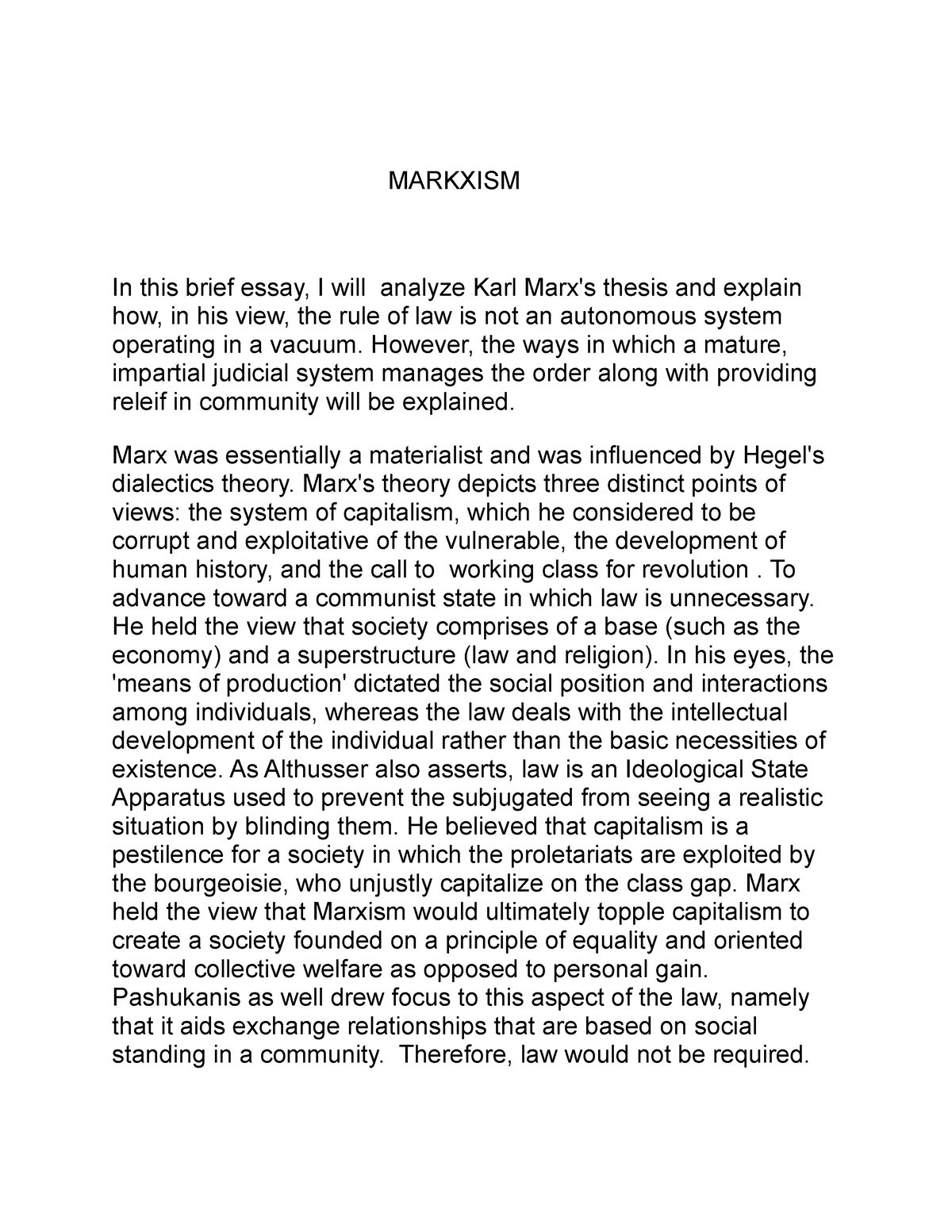 marxism thesis statement