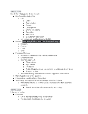 Biology 101 Study Guide - Studocu