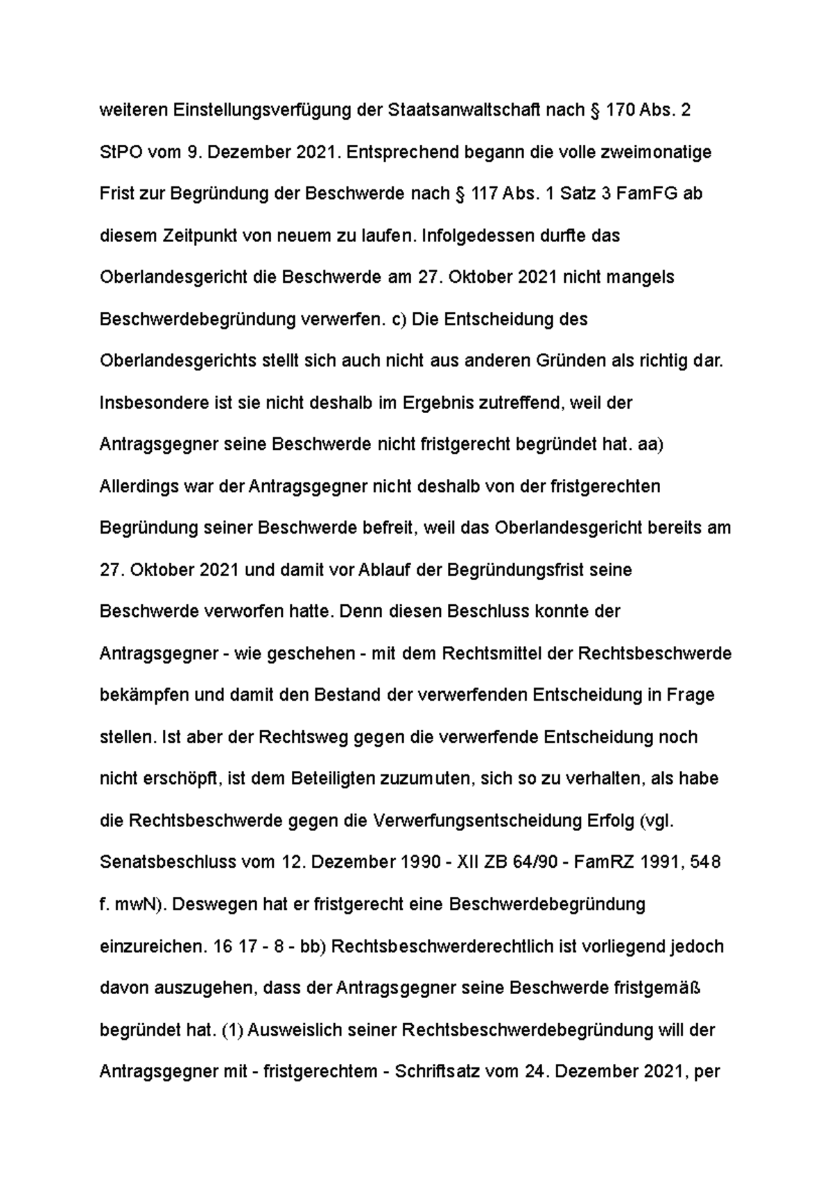 Kadriologische Befundung weiteren Einstellungsverfügung der Staatsanwaltschaft nach § 170 Abs