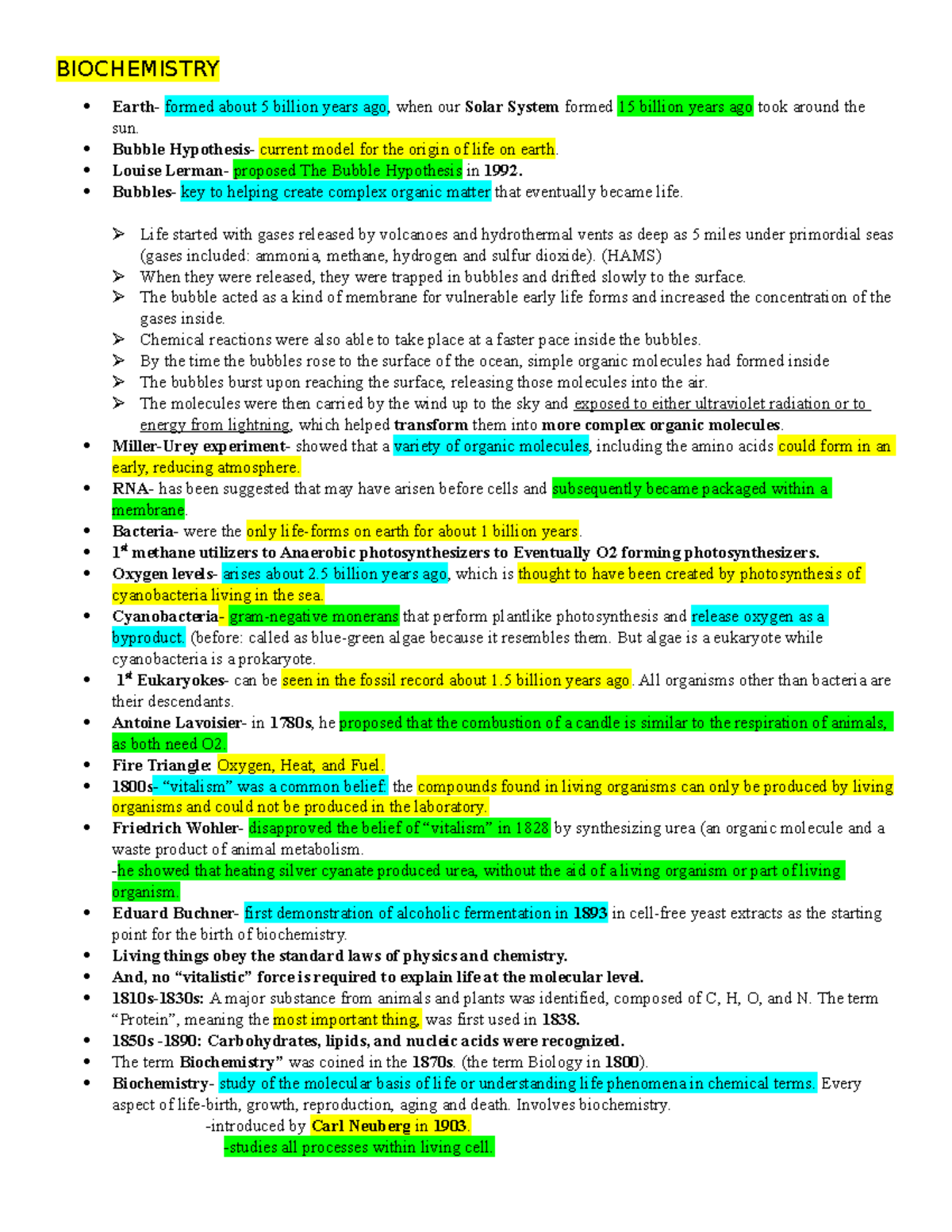 Biochemistry-rev - reviewer - BIOCHEMISTRY Earth- formed about 5 ...