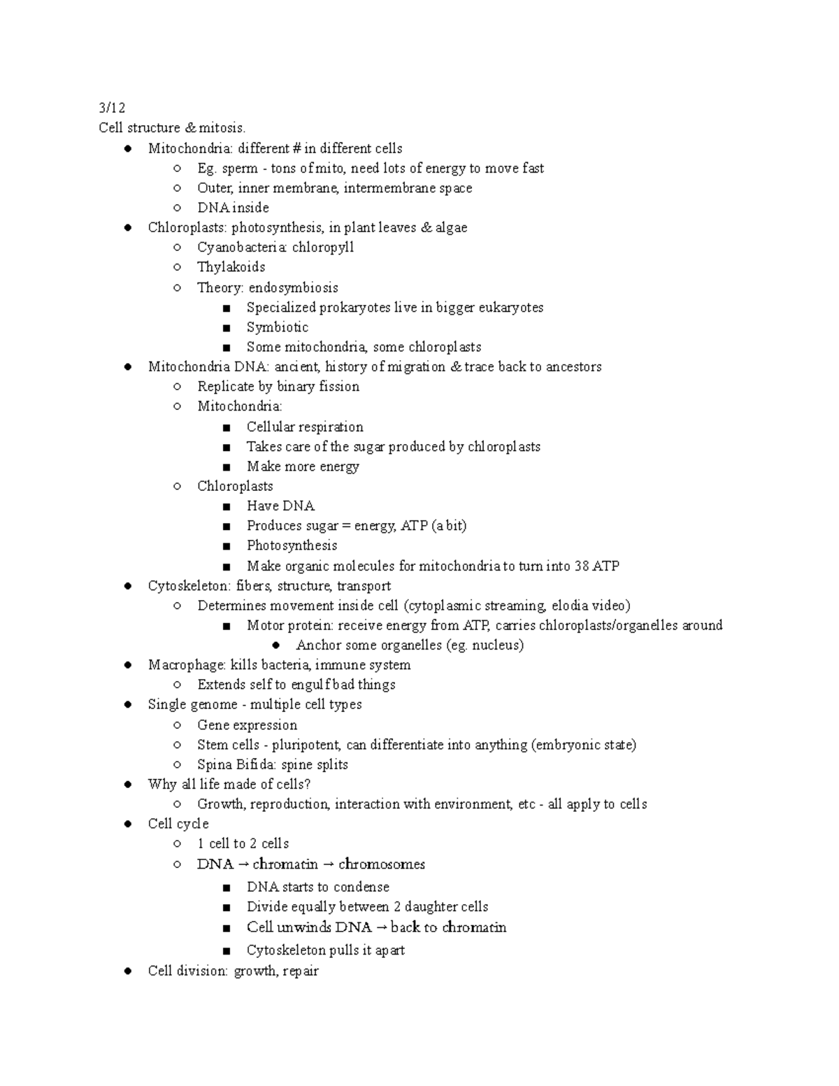Mitosis - Genomes and evolution lecture notes - 3/ Cell structure ...