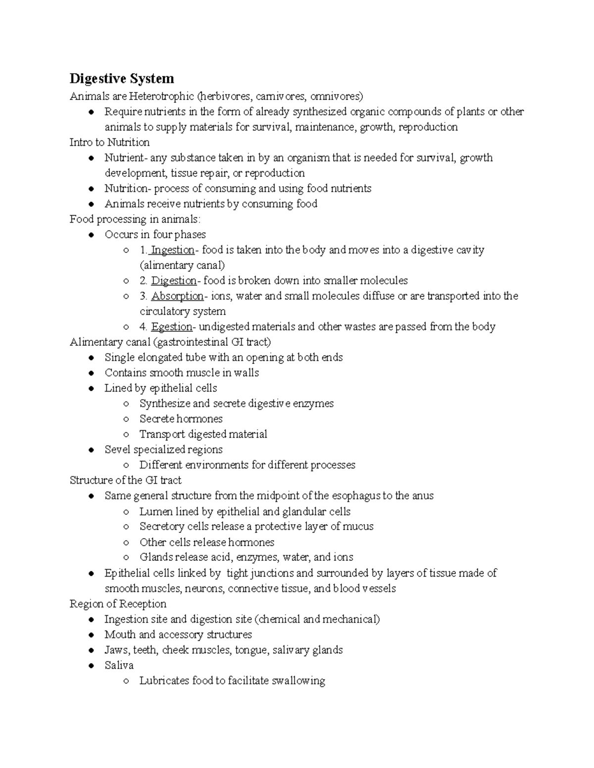 Digestive & Circulatory Systems - Digestive System Animals are ...