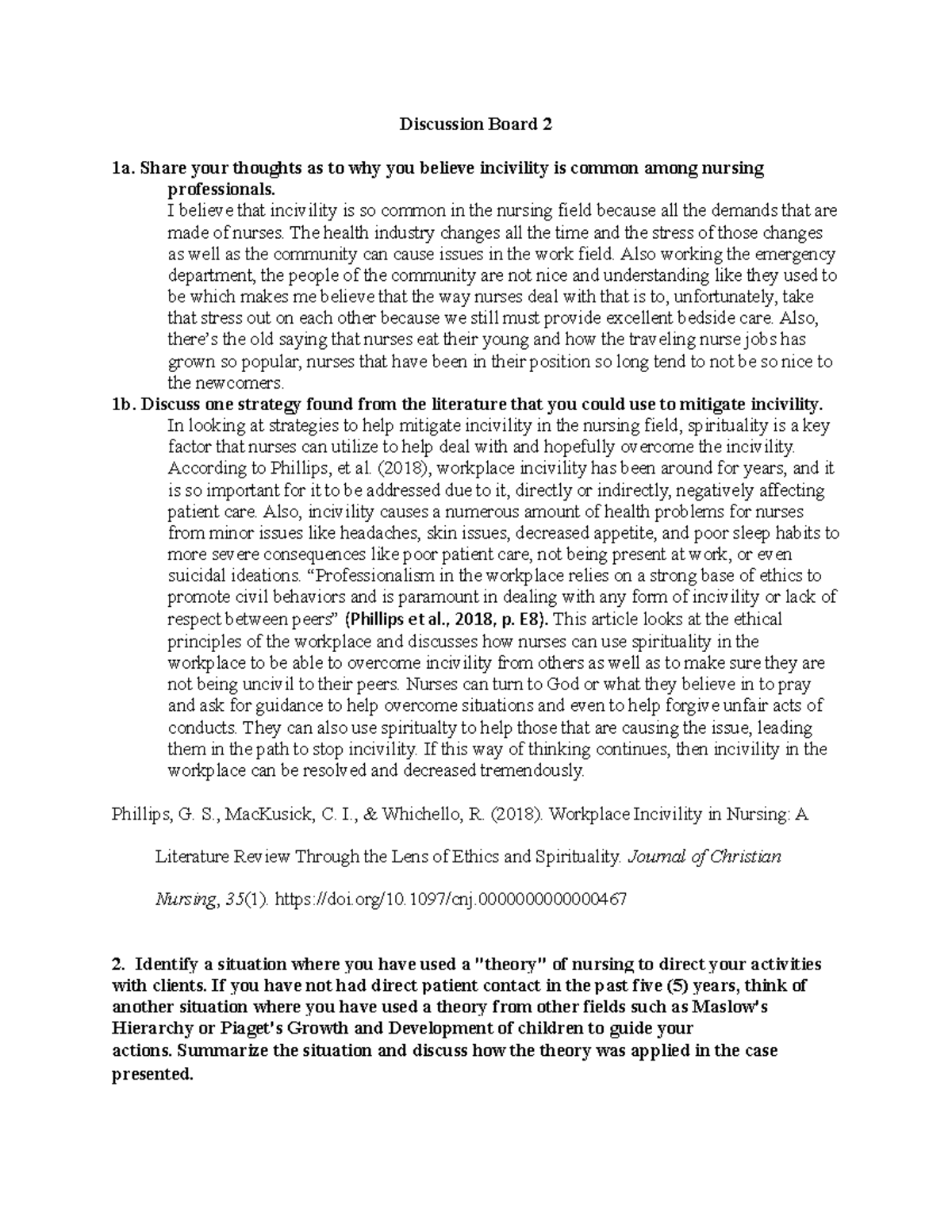 Discussion Board 2 - DB notes - Discussion Board 2 1a. Share your ...