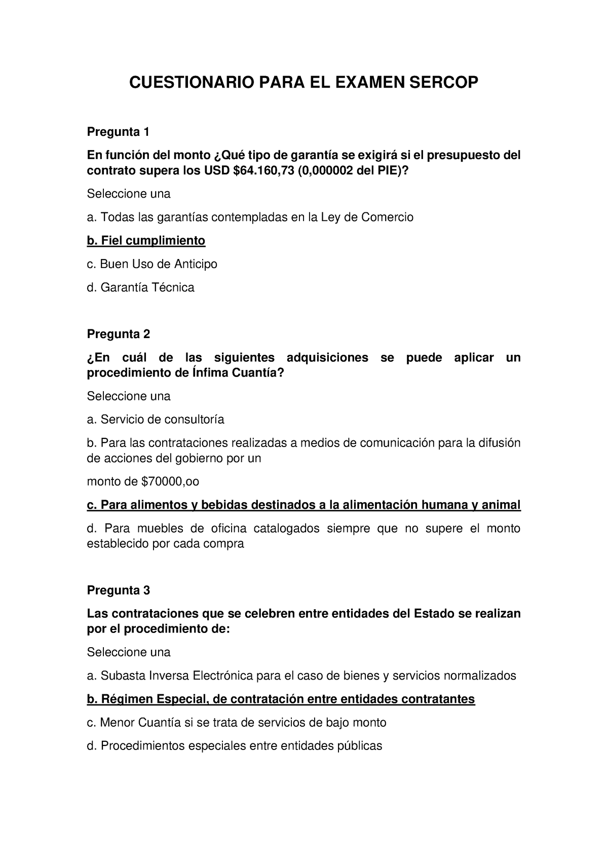 Preguntas - 5555555555 5 5555 555555 - CUESTIONARIO PARA EL EXAMEN ...