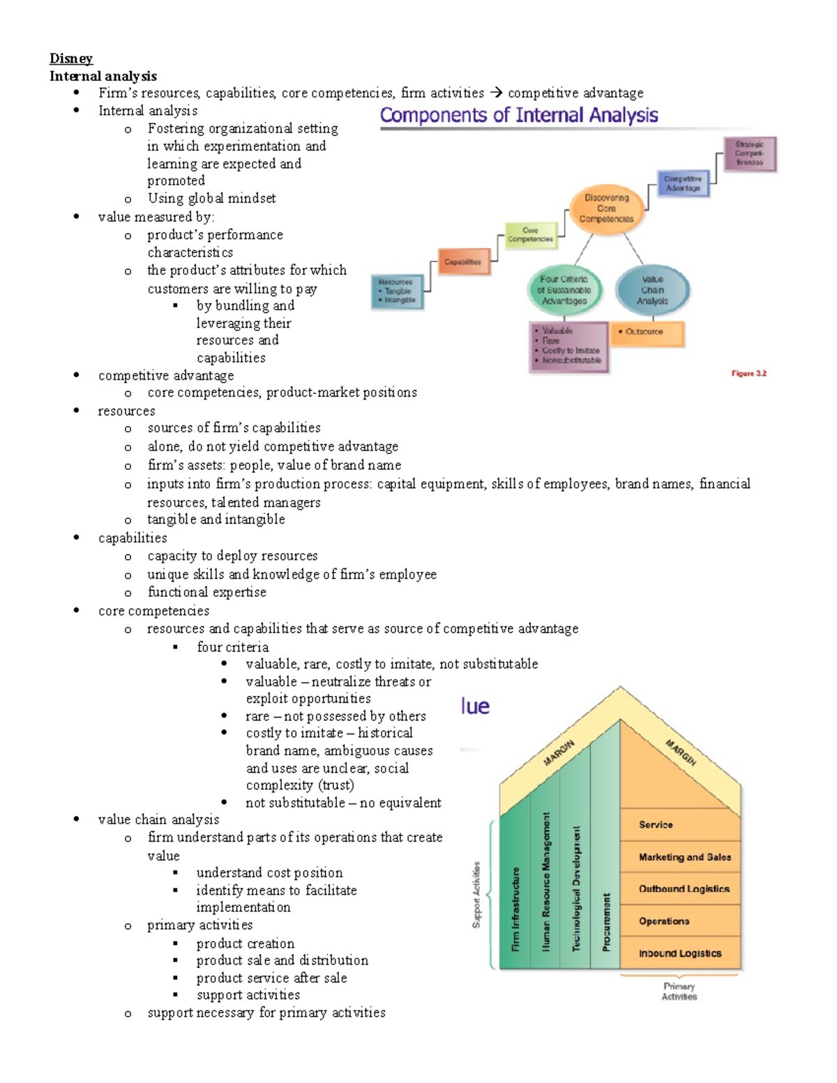 495 final study guide - Disney Internal analysis Firm’s resources ...