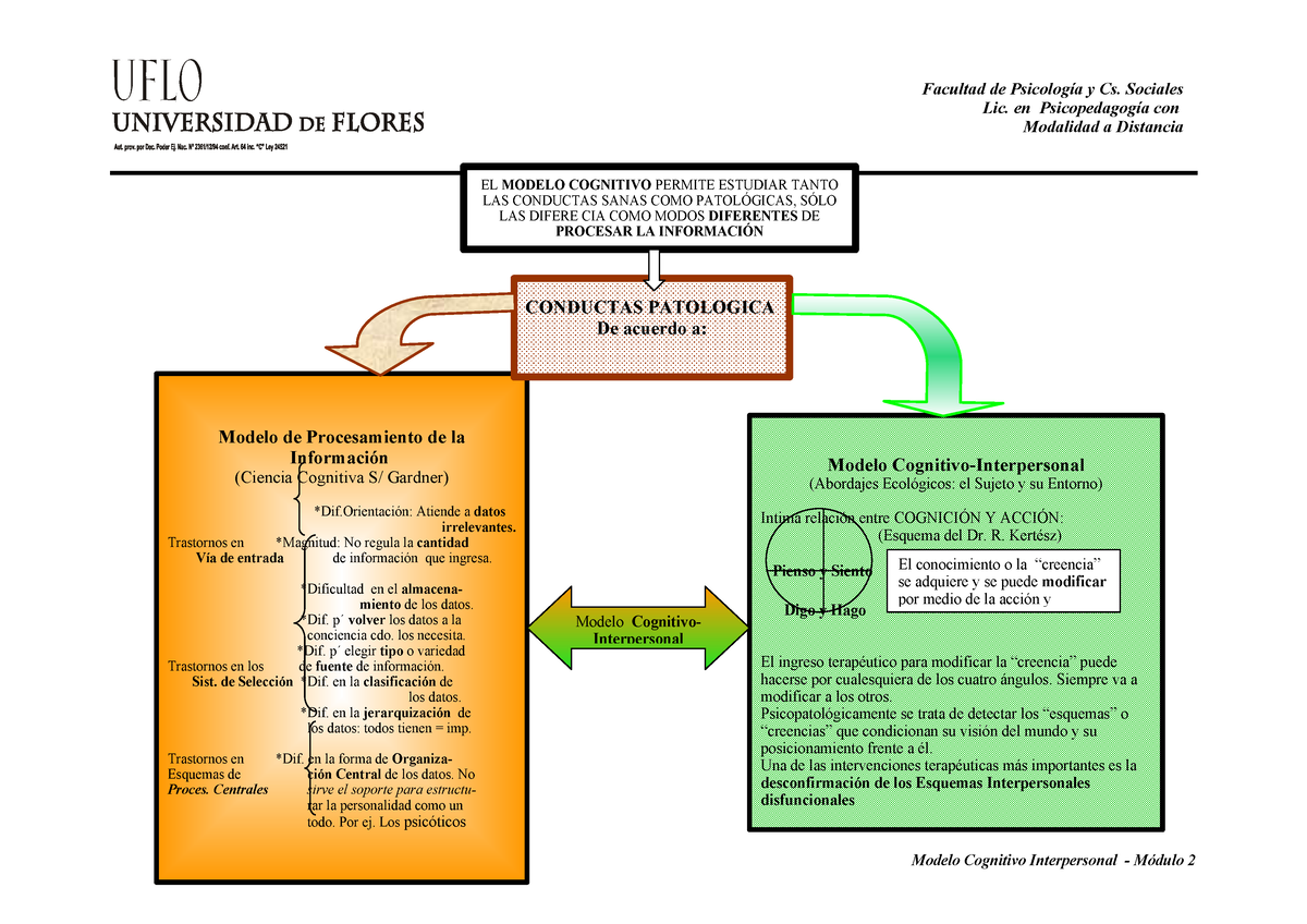 Cuadro Modelo Cognitivo - Interpersonal (modelo teoricos en psicopatologia)  - Facultad de Psicología - Studocu
