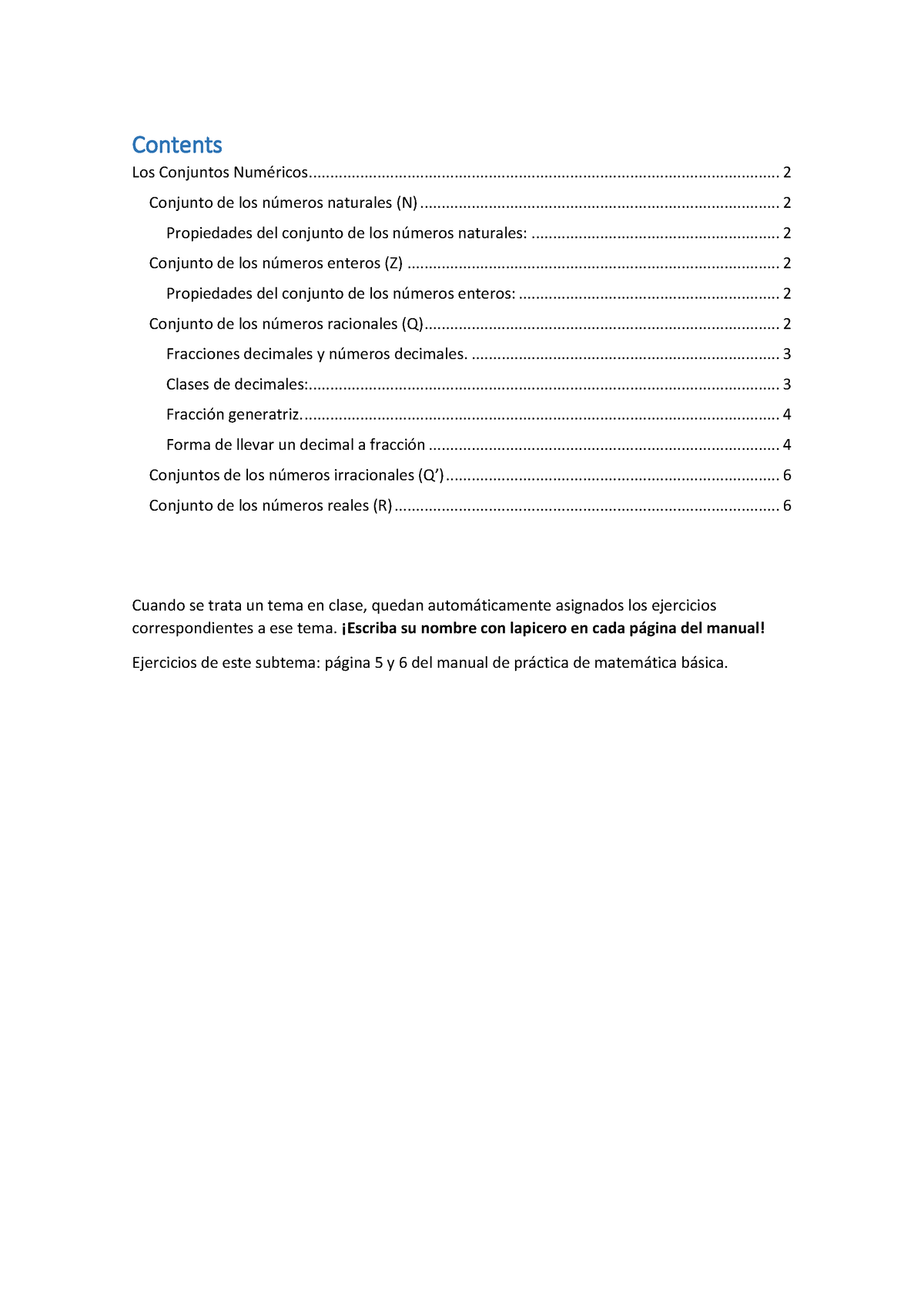 1. Conjuntos Numéricos - Contents Los Conjuntos - Studocu