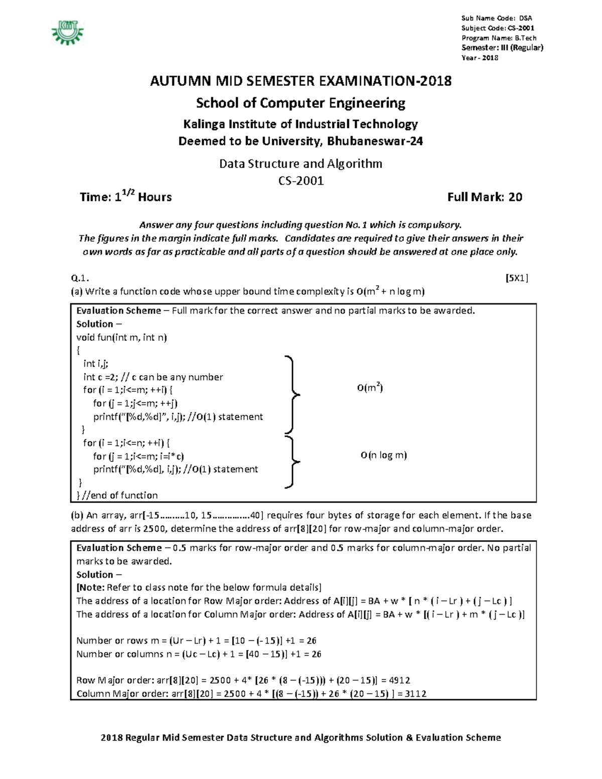 2018 Dsa Mid Autumn Regular Solution Scheme Data Structure 2018 Dsa Mid Autumn Regular Solution Scheme Data Structure