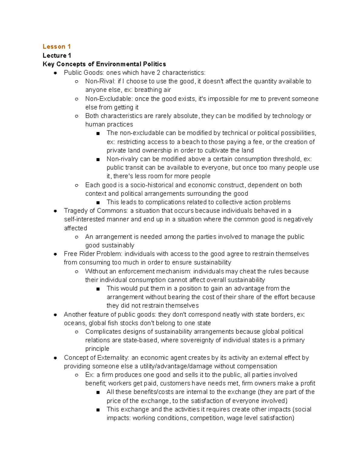 Poli 208 Lesson 1 Notes - Lesson 1 Lecture 1 Key Concepts of ...