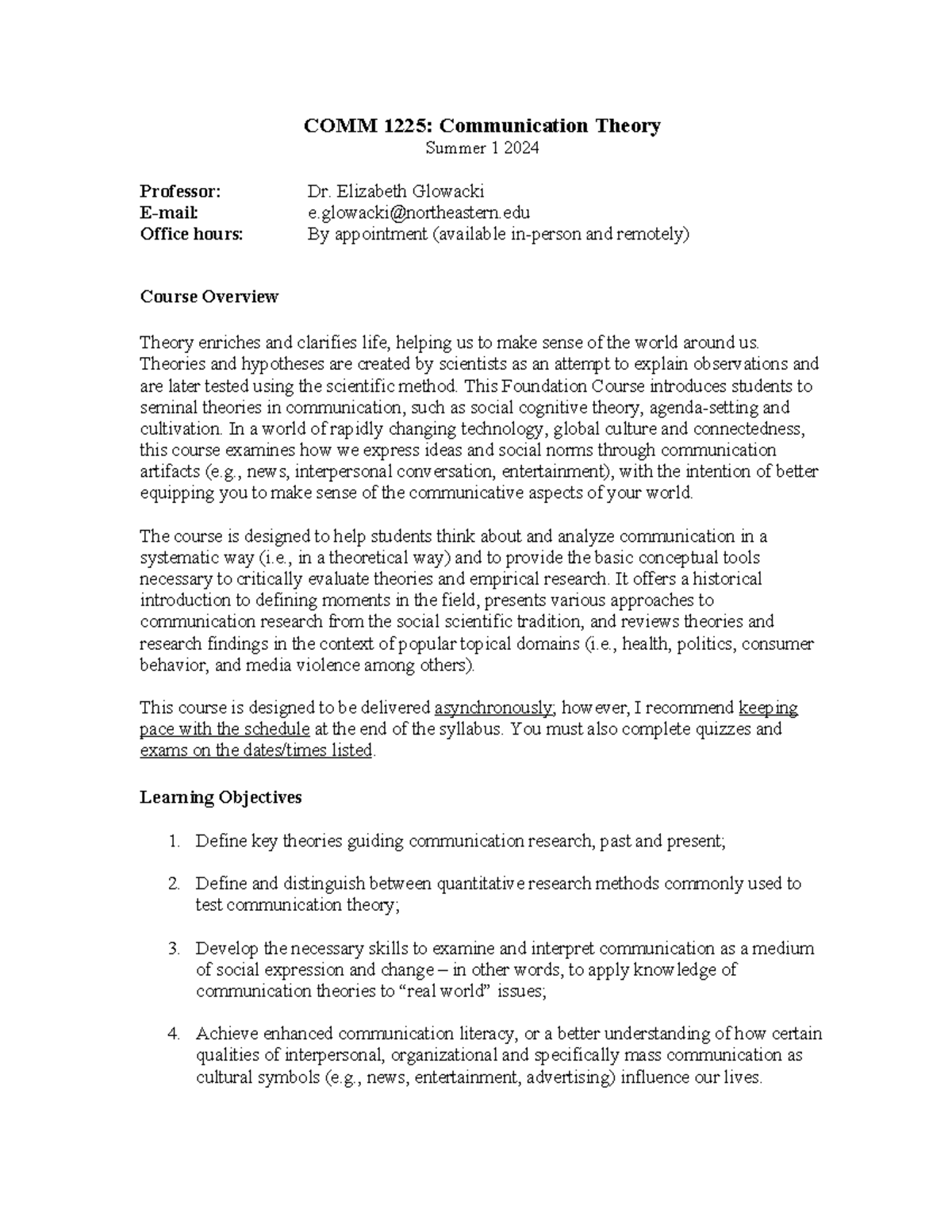 Comm Theory Syllabus Comm 1225 Communication Theory Summer 1 2024 Comm Theory Syllabus Comm 1225 Communication Theory Summer 1 2024