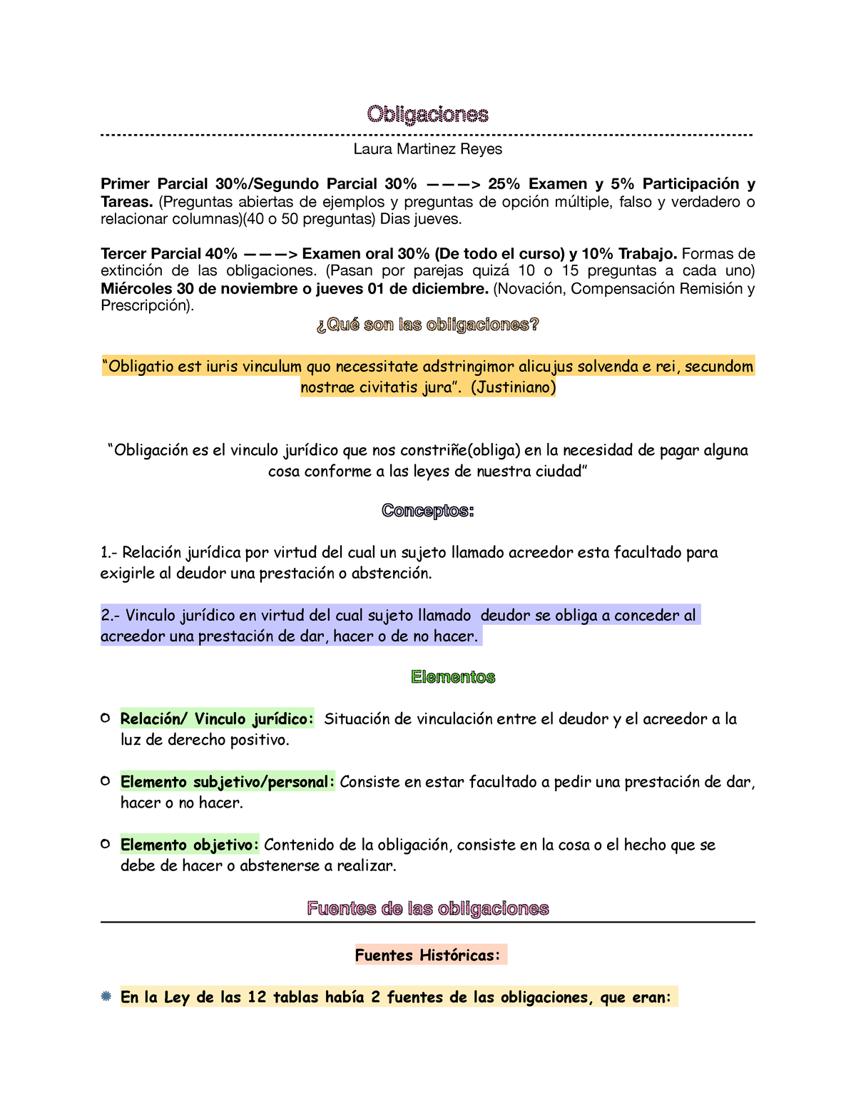 Obligaciones Primer Parcial - Obligaciones Laura Martinez Reyes Primer ...