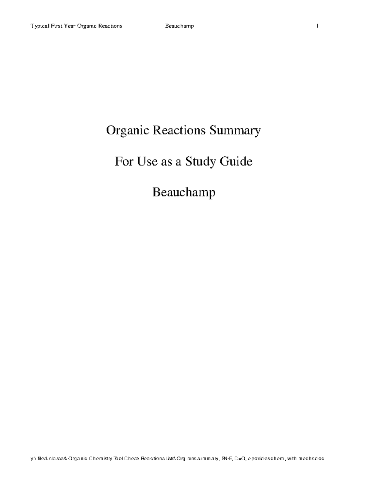 Organic Reactions Summary - Write out every one of these easy ...