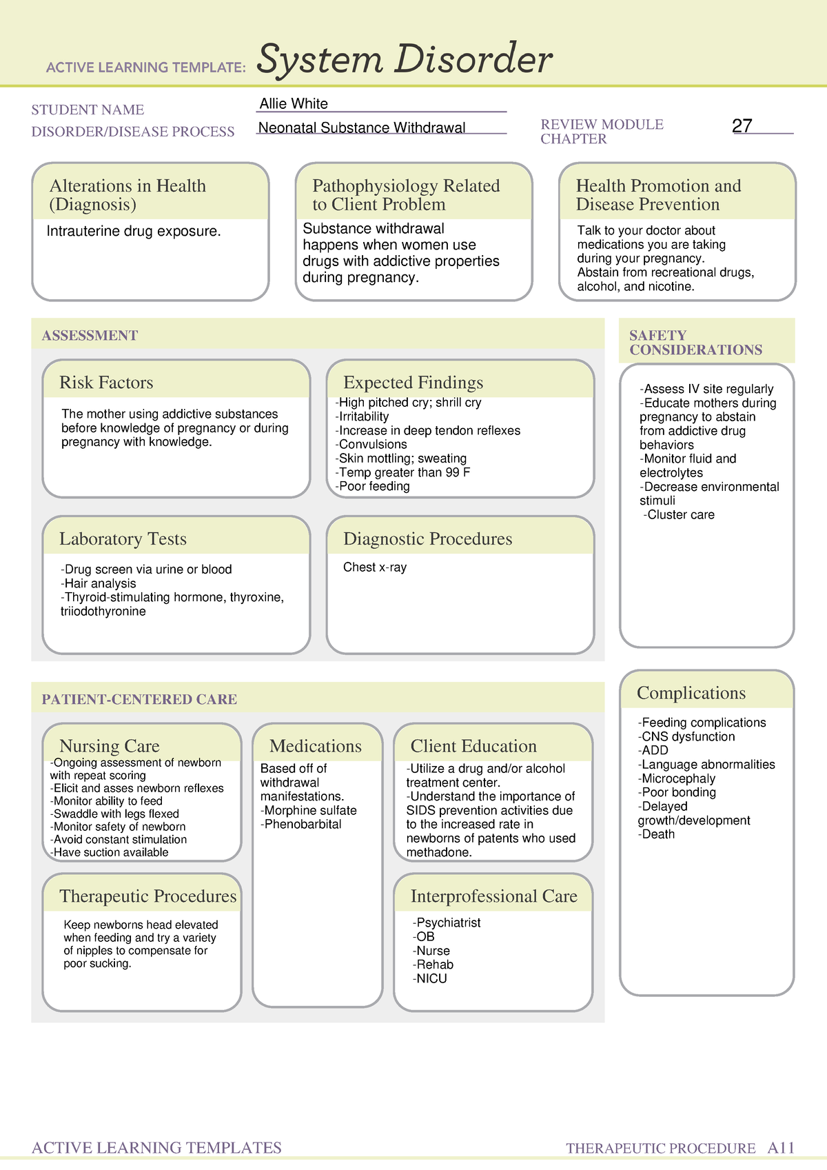 OB system disorder 3 - STUDENT NAME DISORDER/DISEASE PROCESS REVIEW ...