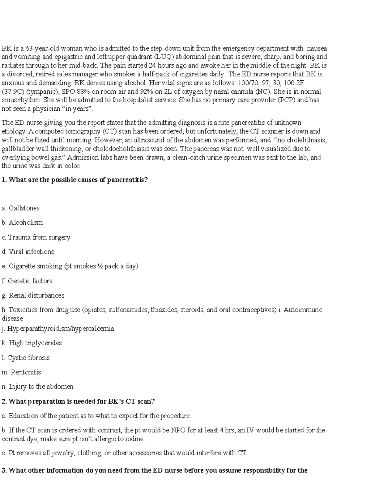 Causes Diagnosis and Monitoring of Pancreatitis - Studocu