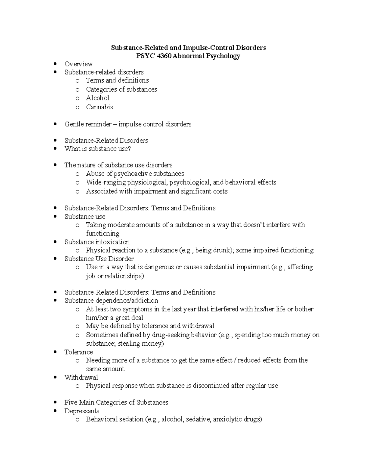 Overview of Disorders in Abnormal Psychology - Studocu