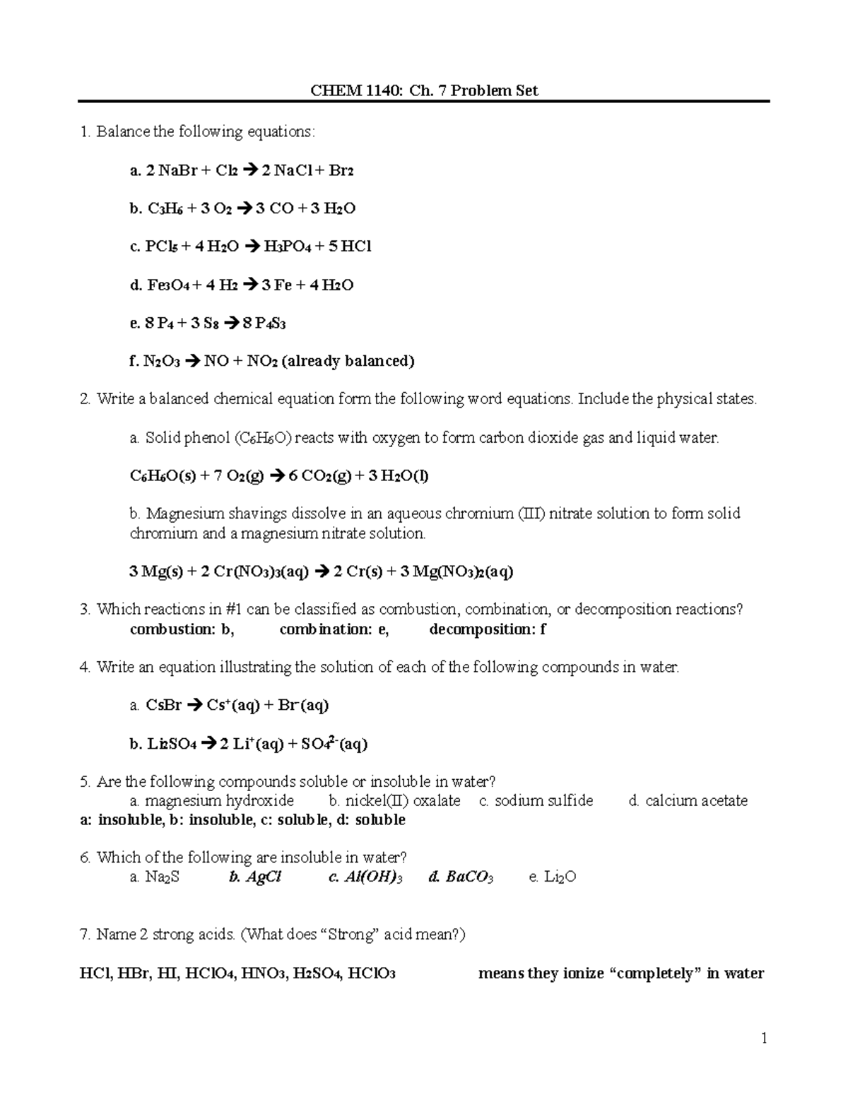 chemistry chapter 7 homework answers