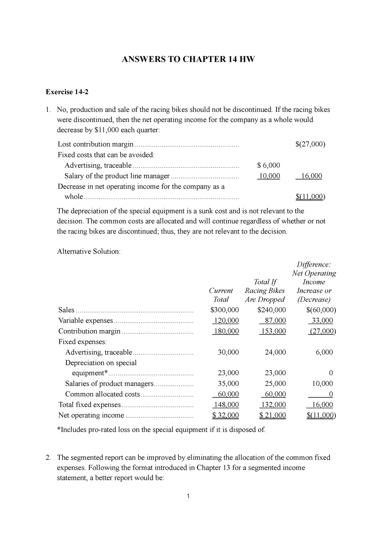 Answers Chapter 14 Managerial Accounting 17th Edition 2020 By Garrison Noreen Brewer