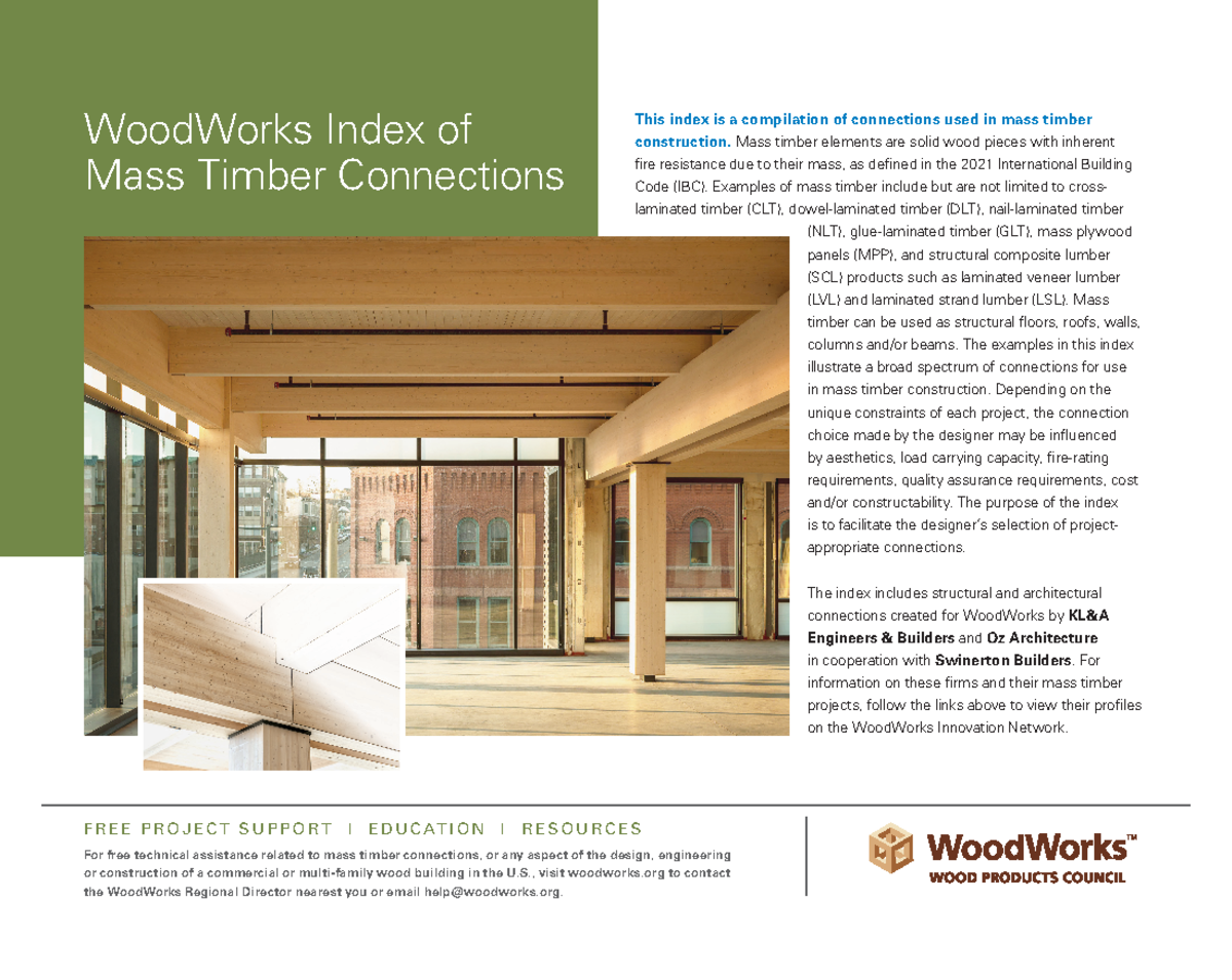 Woodworks mass timber connection indices WoodWorks Index of Mass