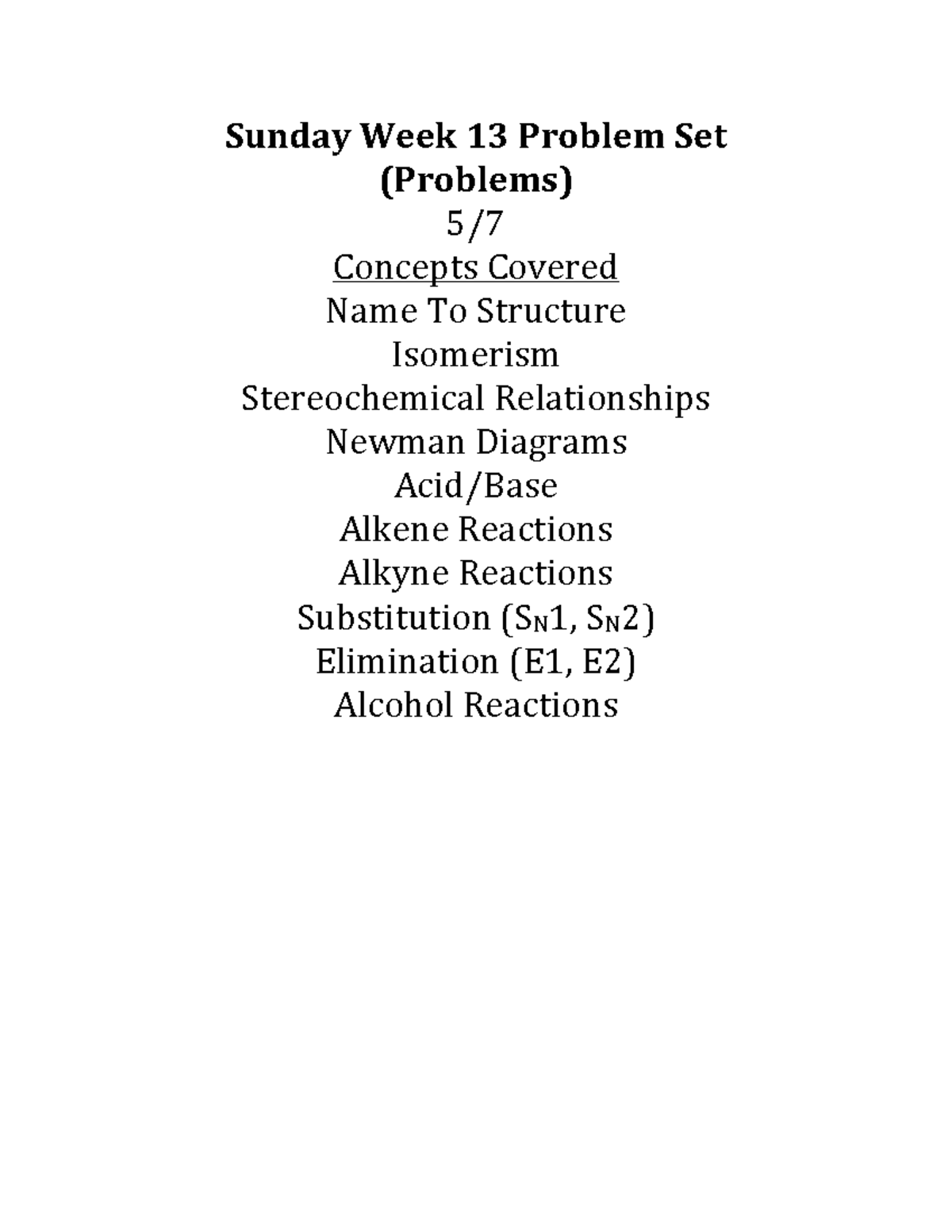Sunday Week 13 Problems - Sunday Week 13 Problem Set (Problems) 5 ...