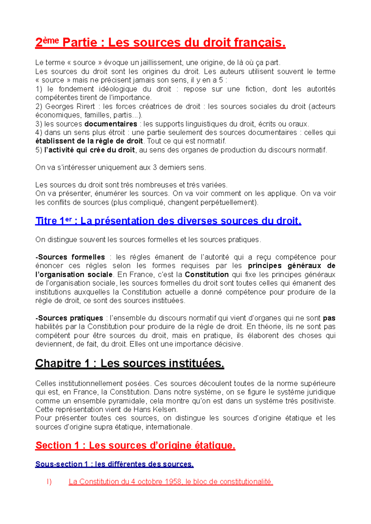 Intro au droit Partie 2 ch1 - 2 ème Partie : Les sources du droit ...