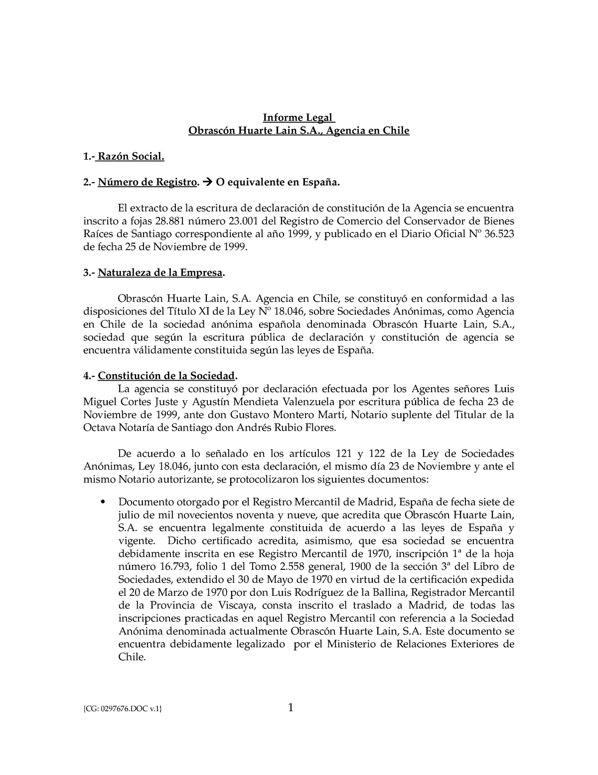 Informe Legal Agencia En Chile Doc 1 Modo De Compatibilidad Studocu