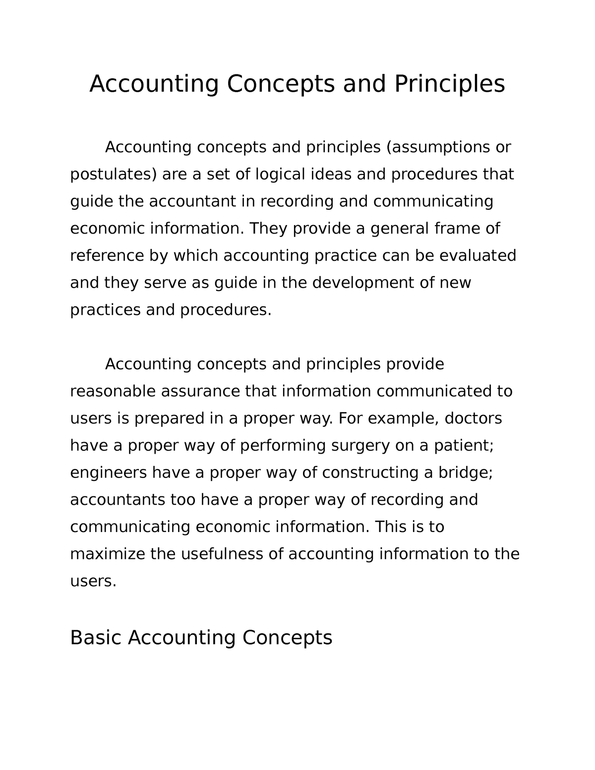 [ Chapter 2] Accounting Concepts And Principles - Accounting Concepts ...