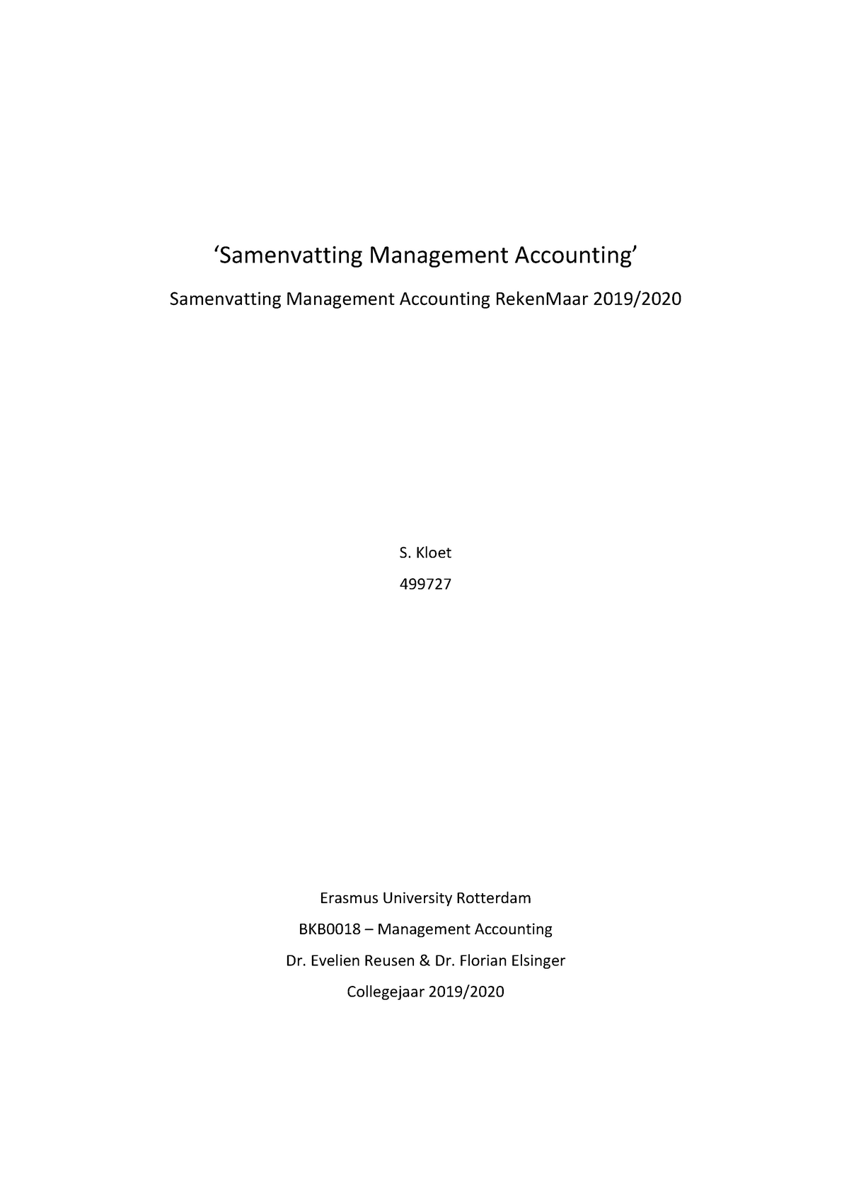 Management Accounting – BKB0018 – Samenvatting Reken Maar - Warning: TT ...