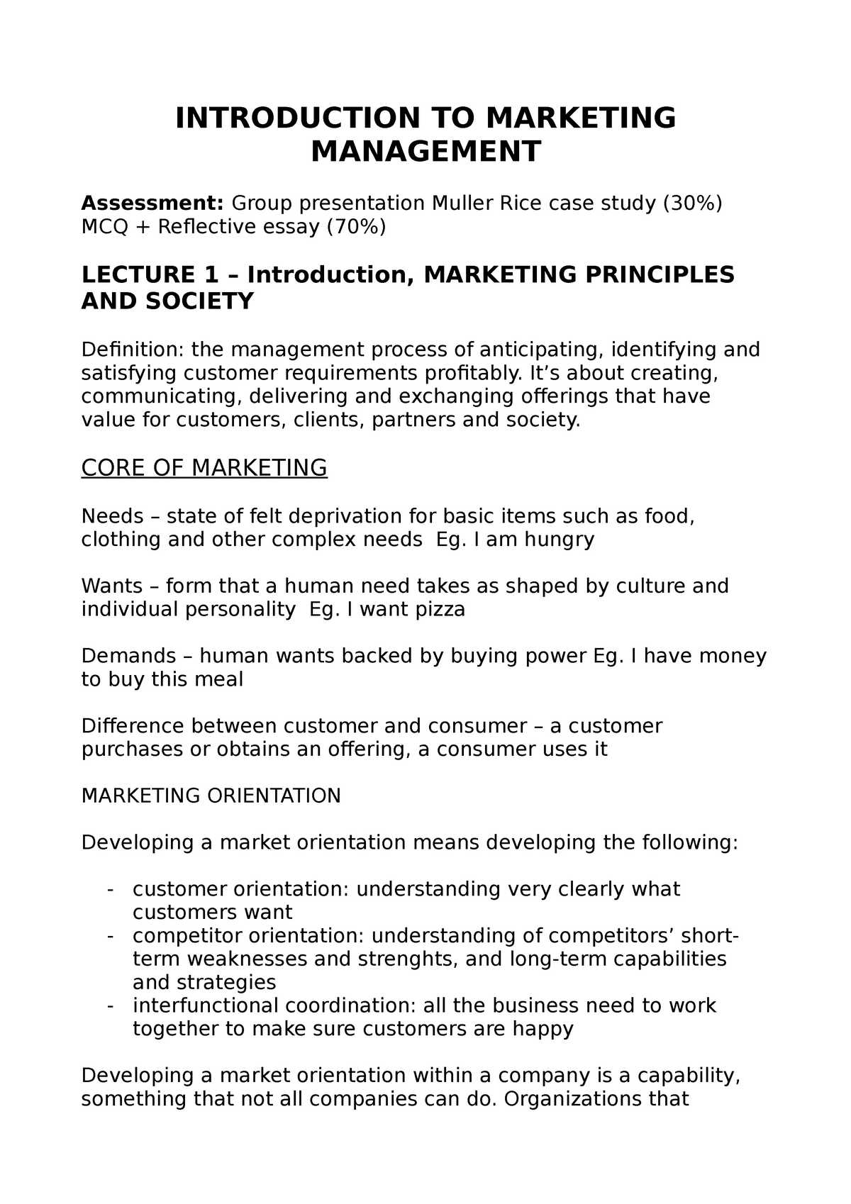 marketing management introduction essay