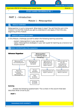 The Teaching Profession Module 1 - Facilitating Learner Centered ...