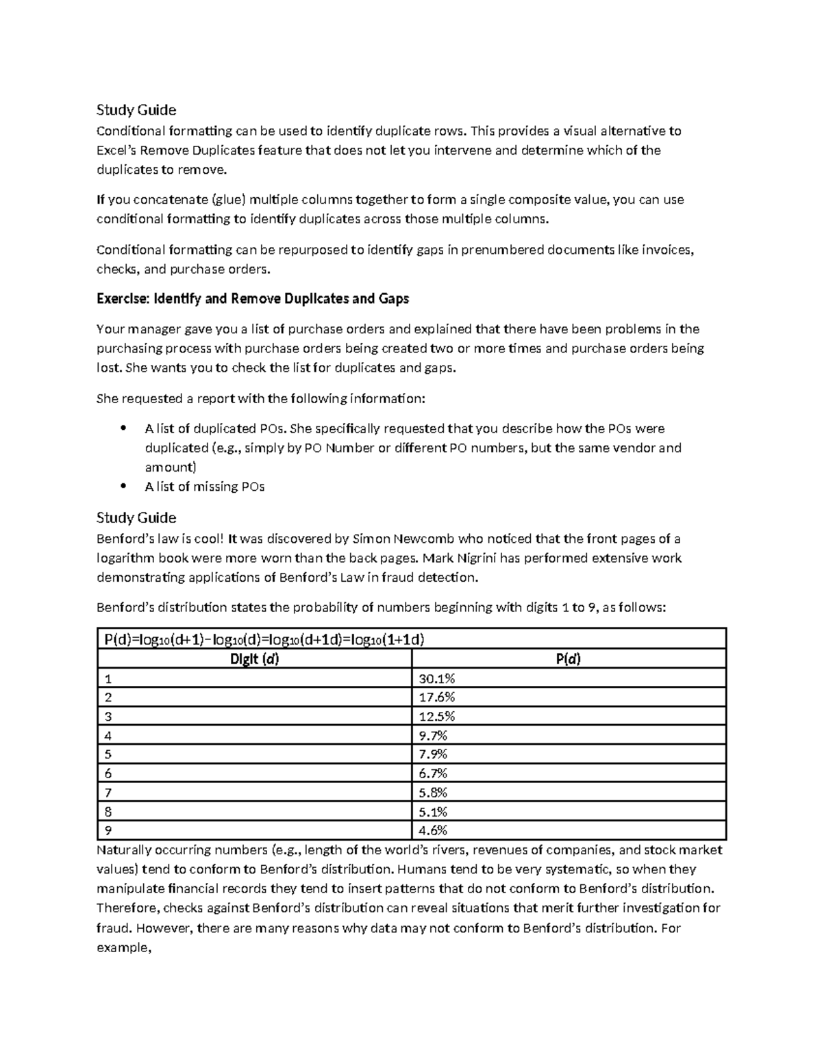 MBA 504 study guide - Study Guide Conditional formatting can be used to ...