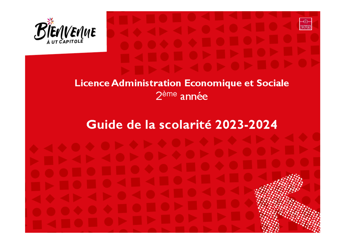 L2 AES Guide Scolarite 202324 Licence Administration Economique et Sociale 2 ème année