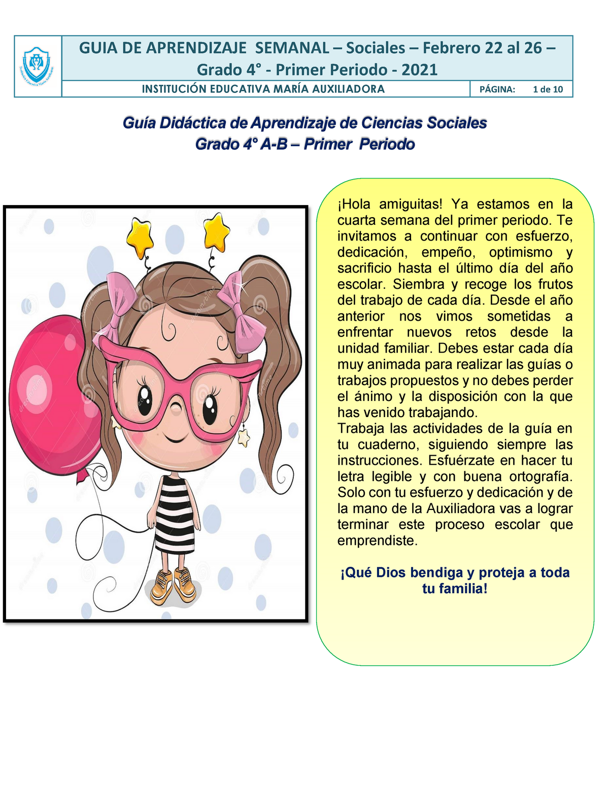 1 Guía Sociales Febrero 22 Al 26 Grado 4° Primer Periodo 2021 Grado 4° Primer 7763