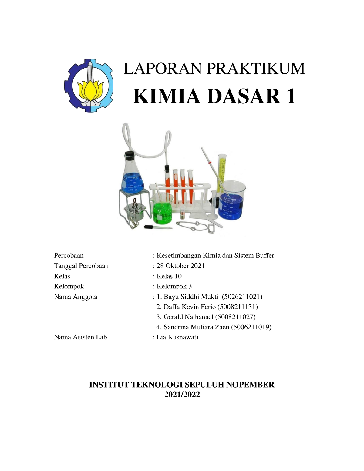 Laporan Percobaan 4 Kelompok 3 Kimia 10 - LAPORAN PRAKTIKUM KIMIA DASAR ...