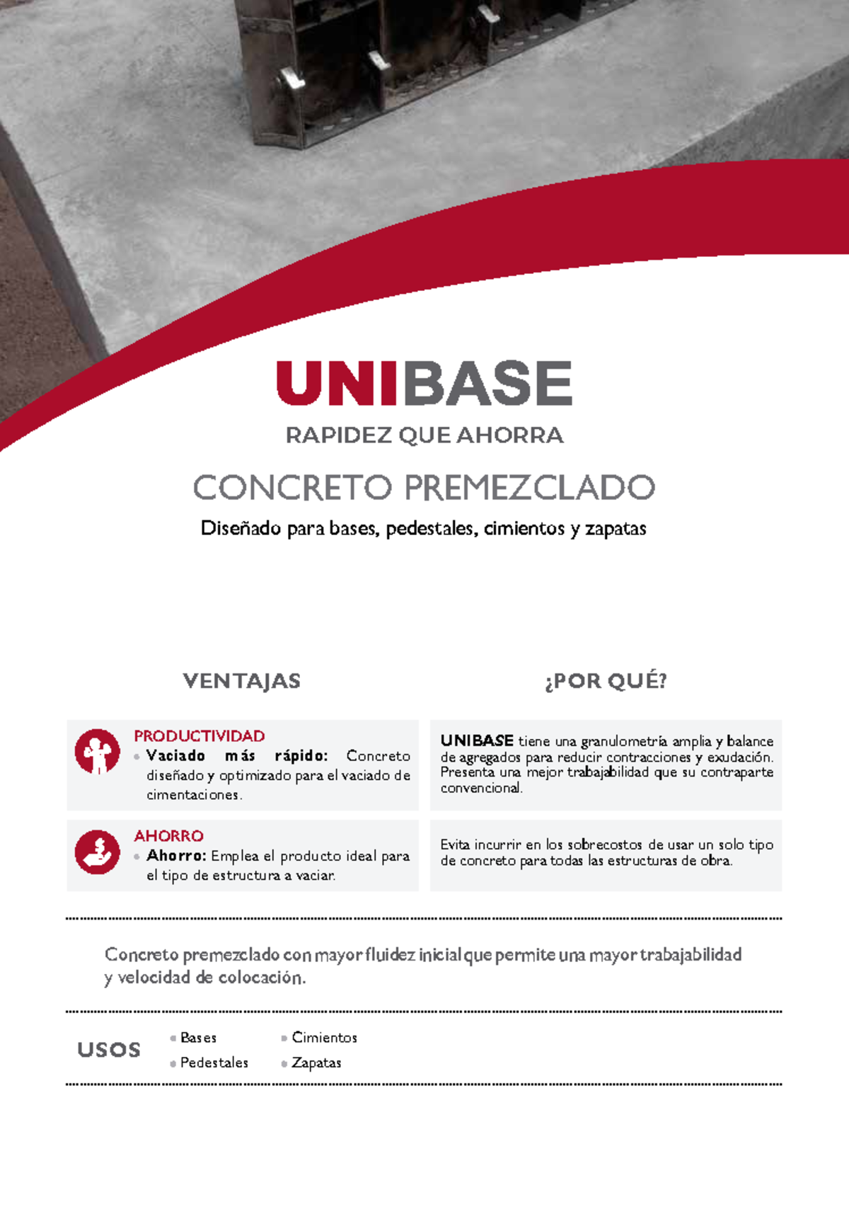 FT UnibaseCMXENE21 Diseñado para bases, pedestales, cimientos y
