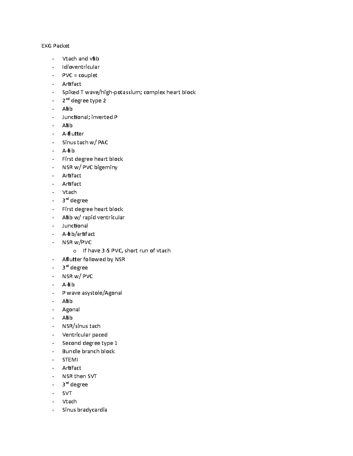 EKG Packet Information on ekg rhythms EKG Packet Vtach and vfib
