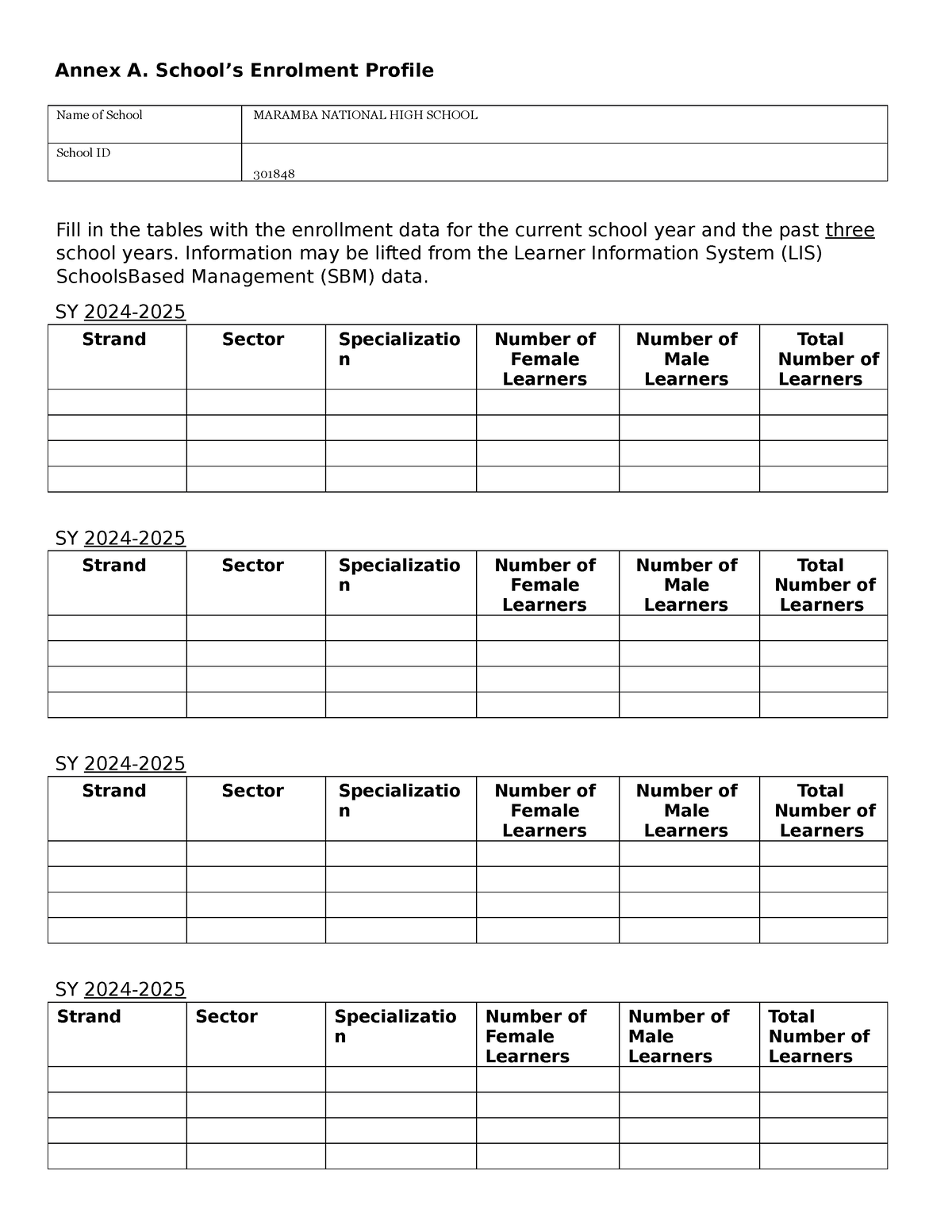 Annex-a.-school-enrolment-template 02 - Annex A. School’s Enrolment 