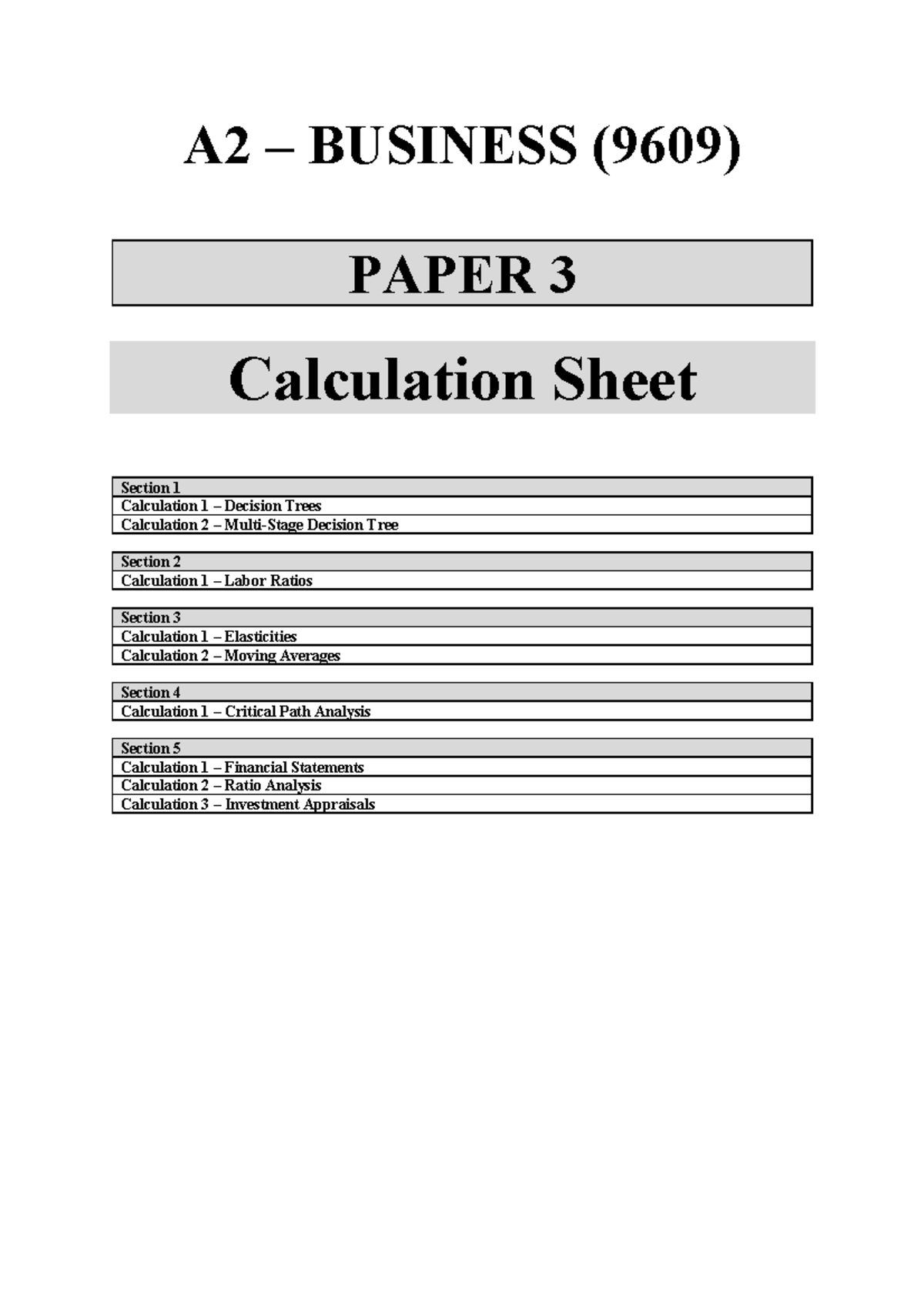 What Is Calculation Sheet