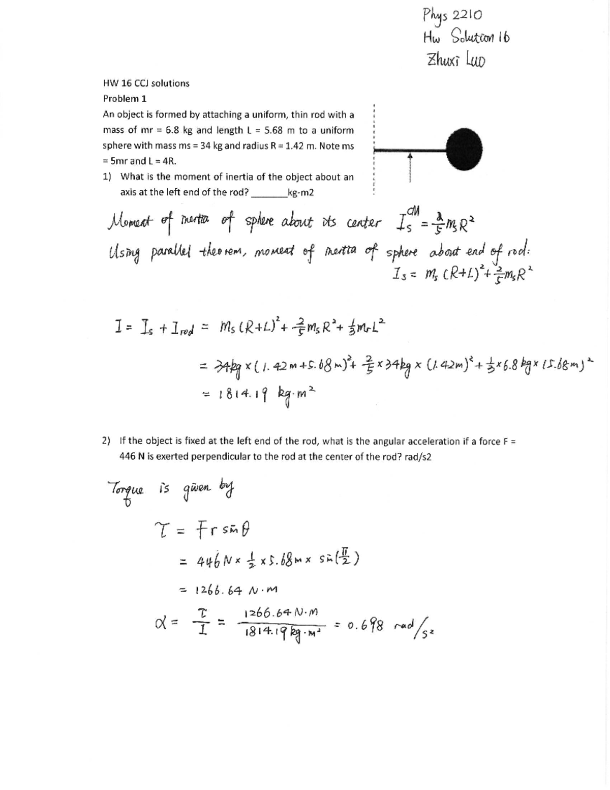 Homework 16 Solutions and Answers - PHYS 1020 - Studocu