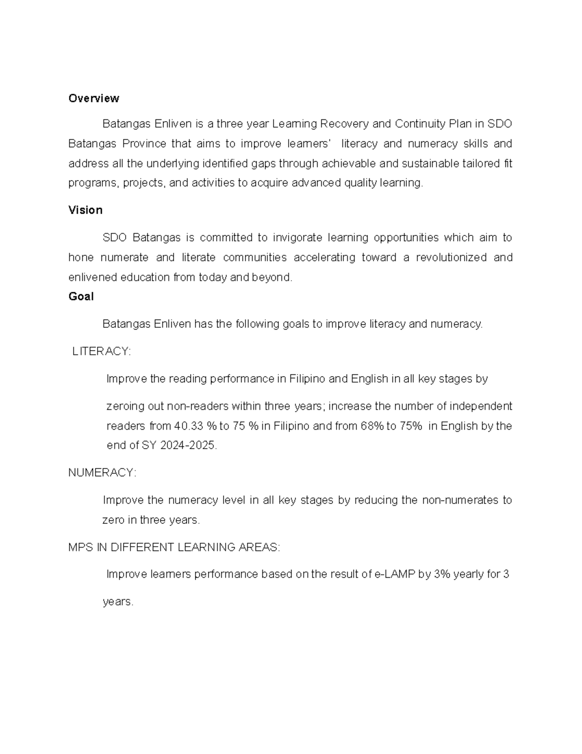 Main Parts of LRCP - Teaching Methodology - Overview Batangas Enliven ...