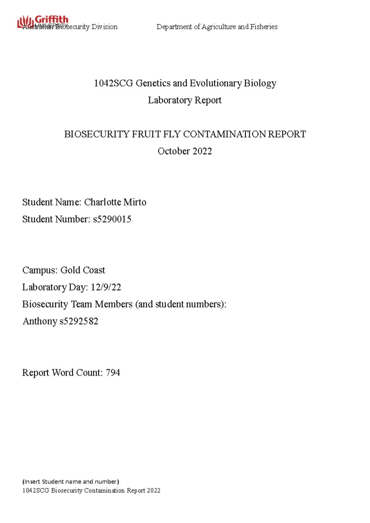 1042SCG Biosecurity Report - 1042SCG Genetics And Evolutionary Biology ...