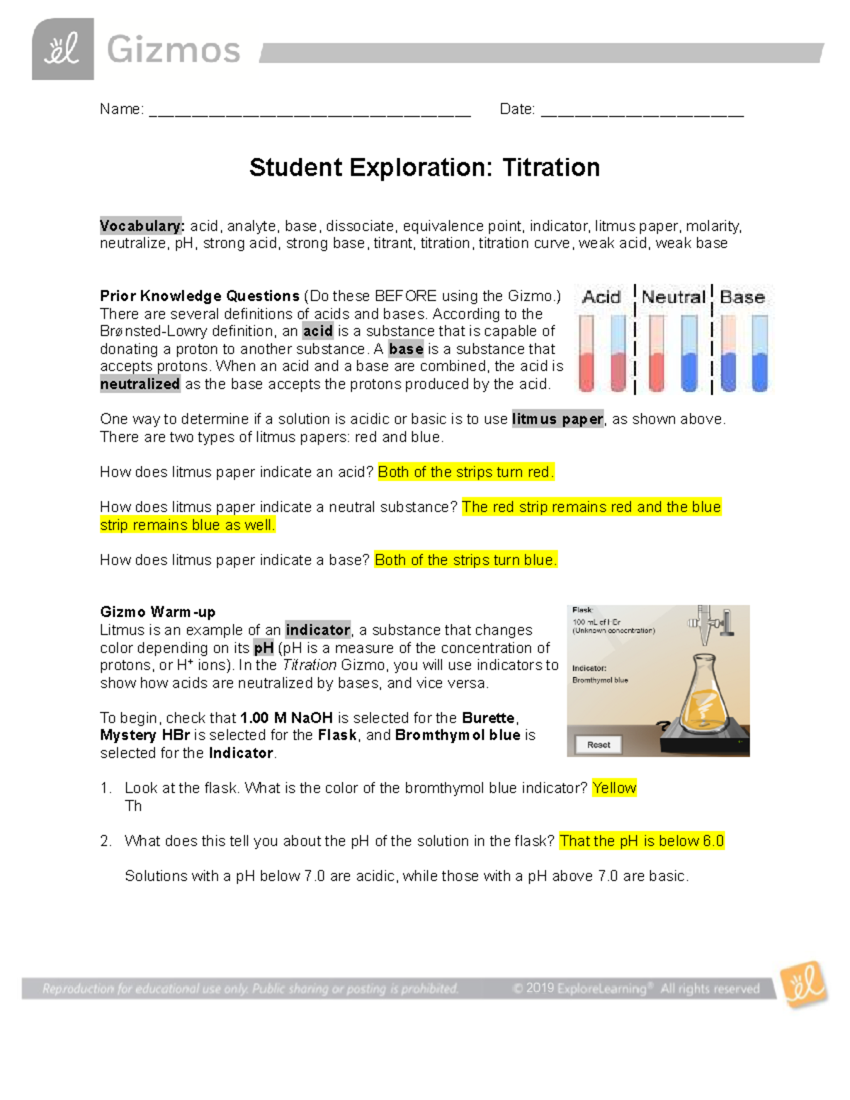 Titration Gizmos Lab - Name ...