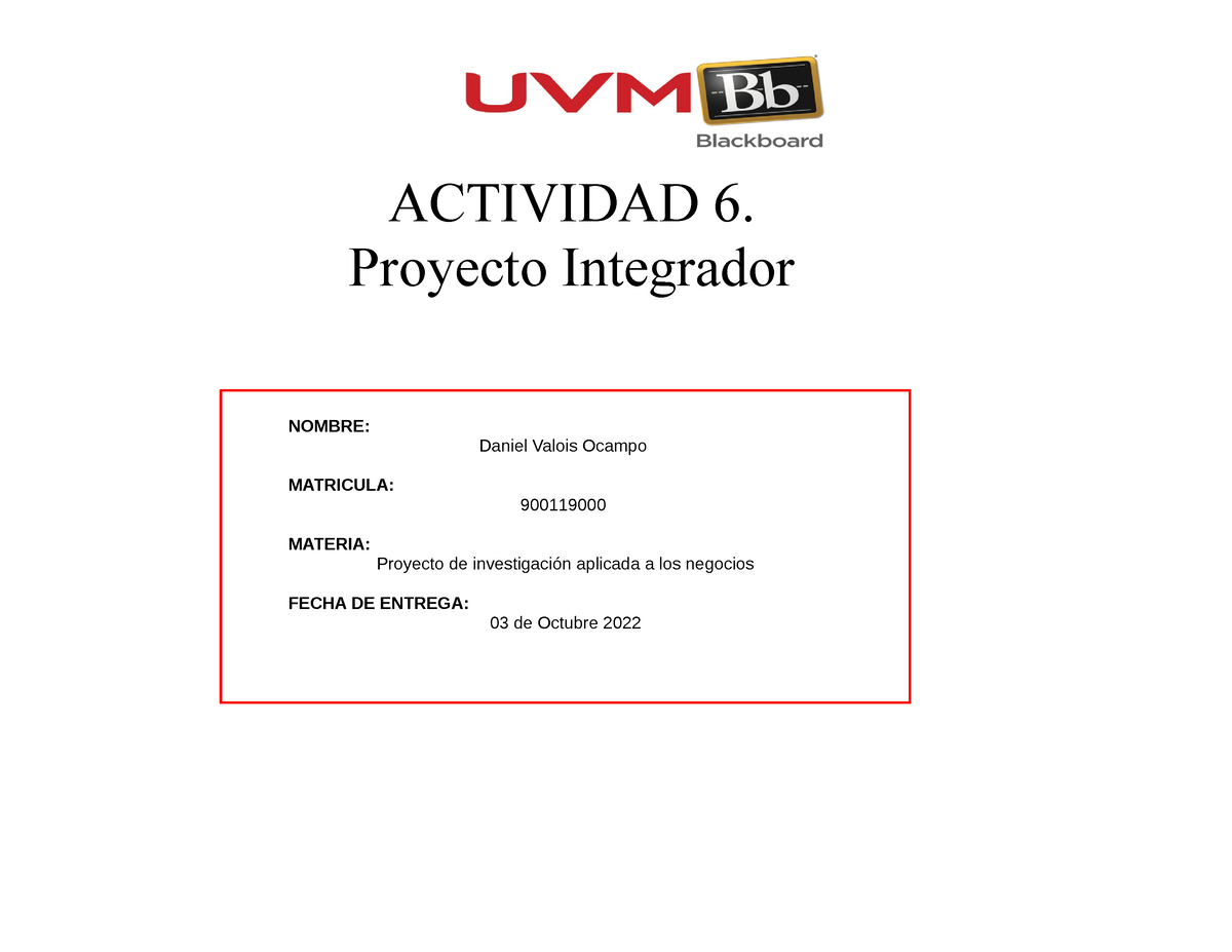 A6PI DVO - Actividad 6 Proyecto Integrador Etapa 2 - ACTIVIDAD 6 ...