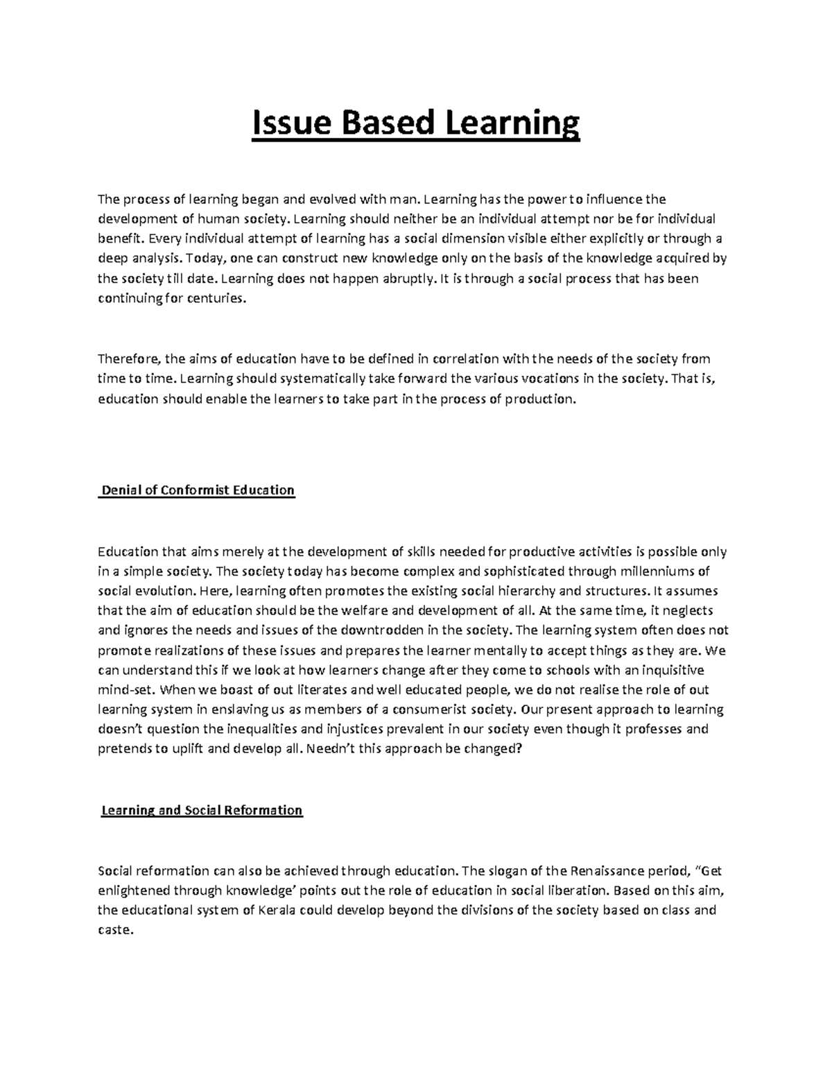 Issue Based Learning Useful Issue Based Learning The Process Of