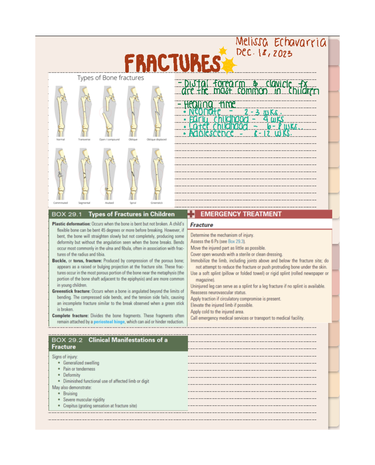 Pediatrics — Week 6 Notes - Dec 18 FRACTURES Distal forearm clavicle fx ...