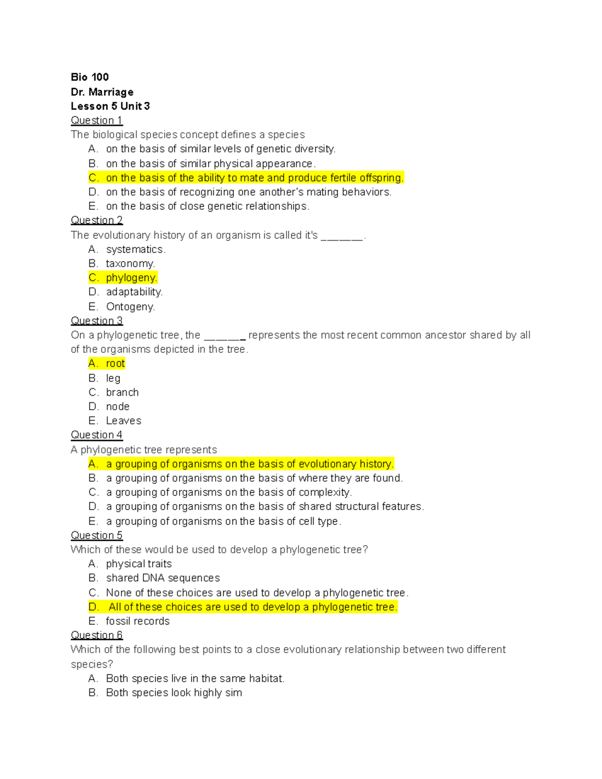 assignment 5 bio 100