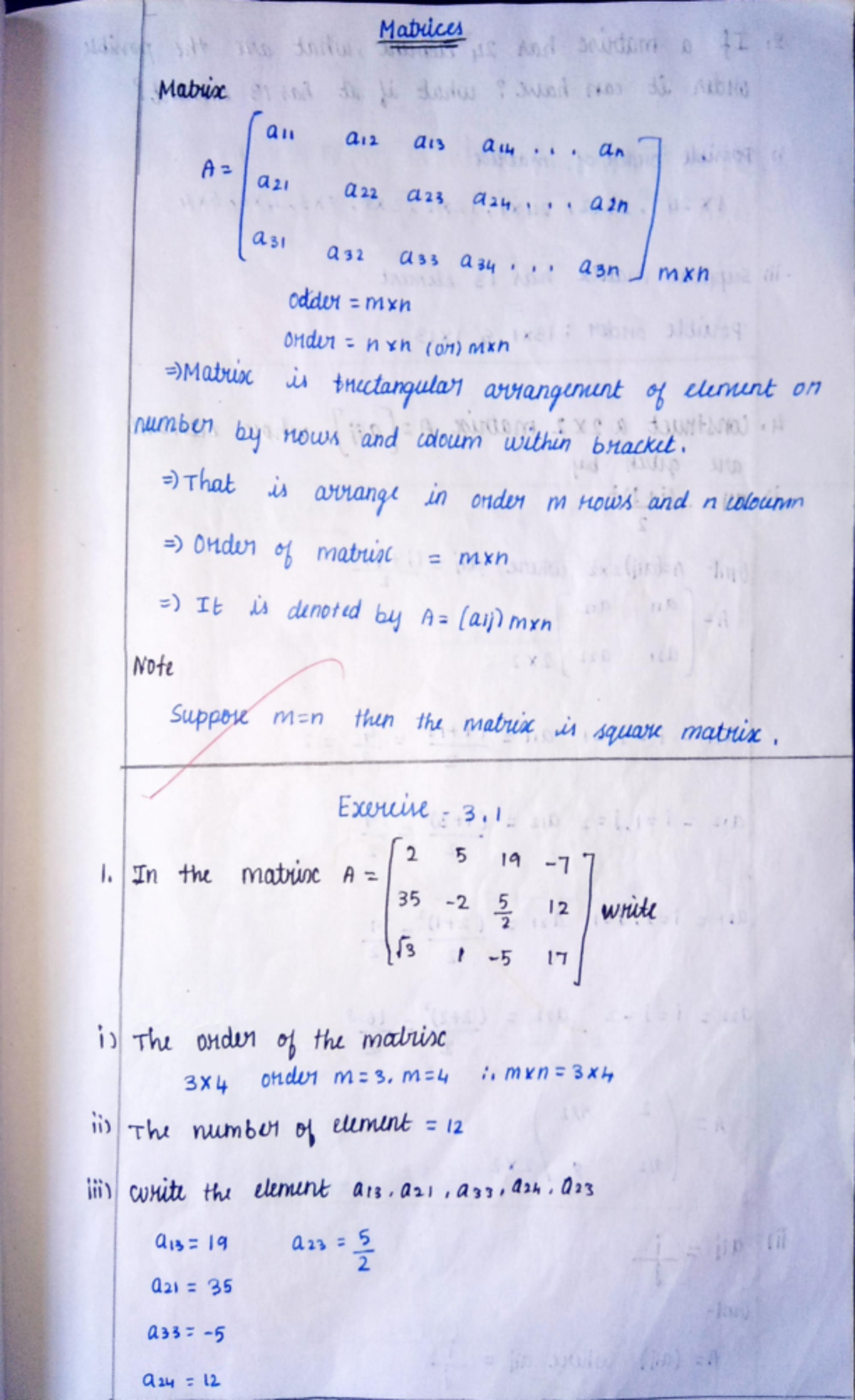 12 CBSE Matrices Notes pdf - Matrices Matrix all a12 a13 ails an A a21 ...