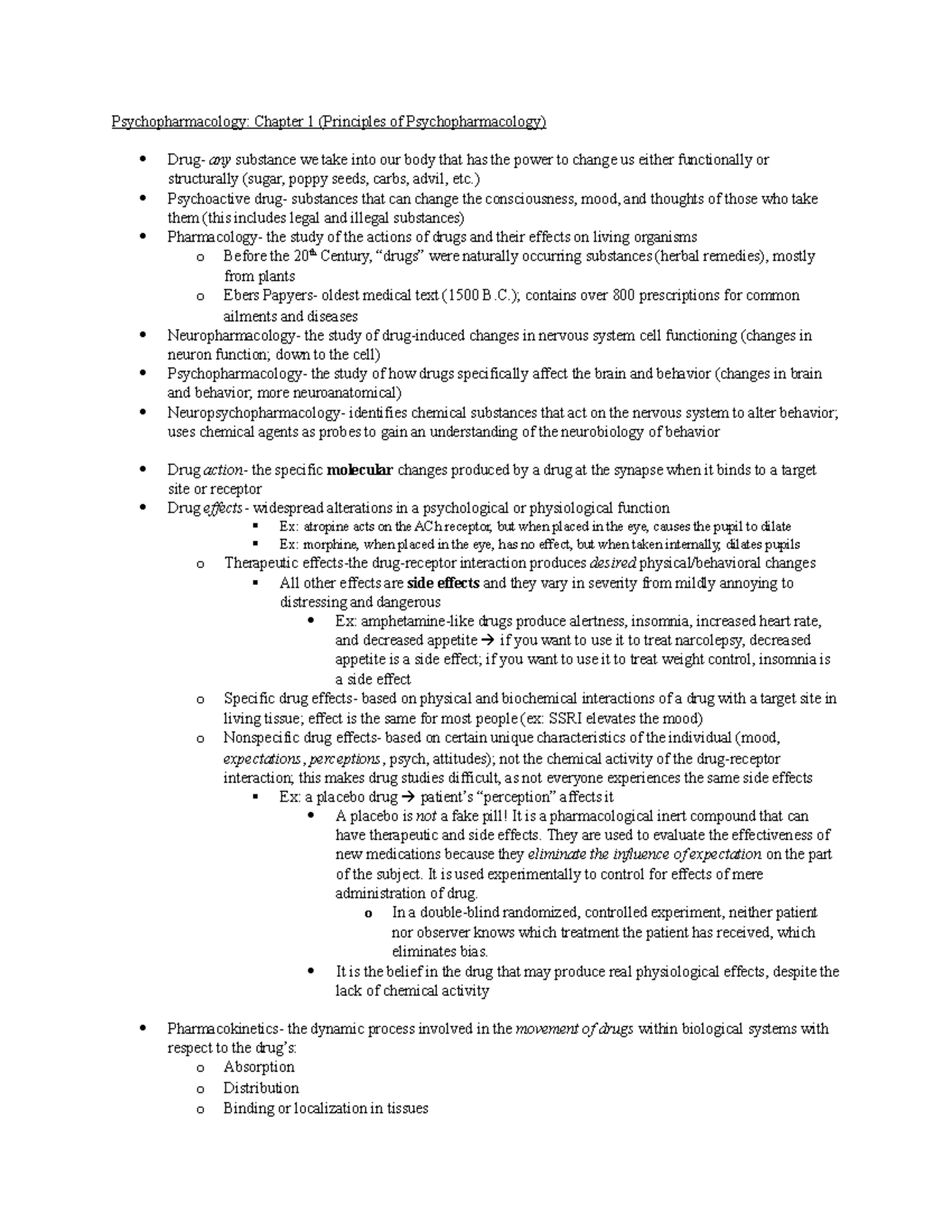 Chapter 01 Outline - principles of psychopharmacology ...