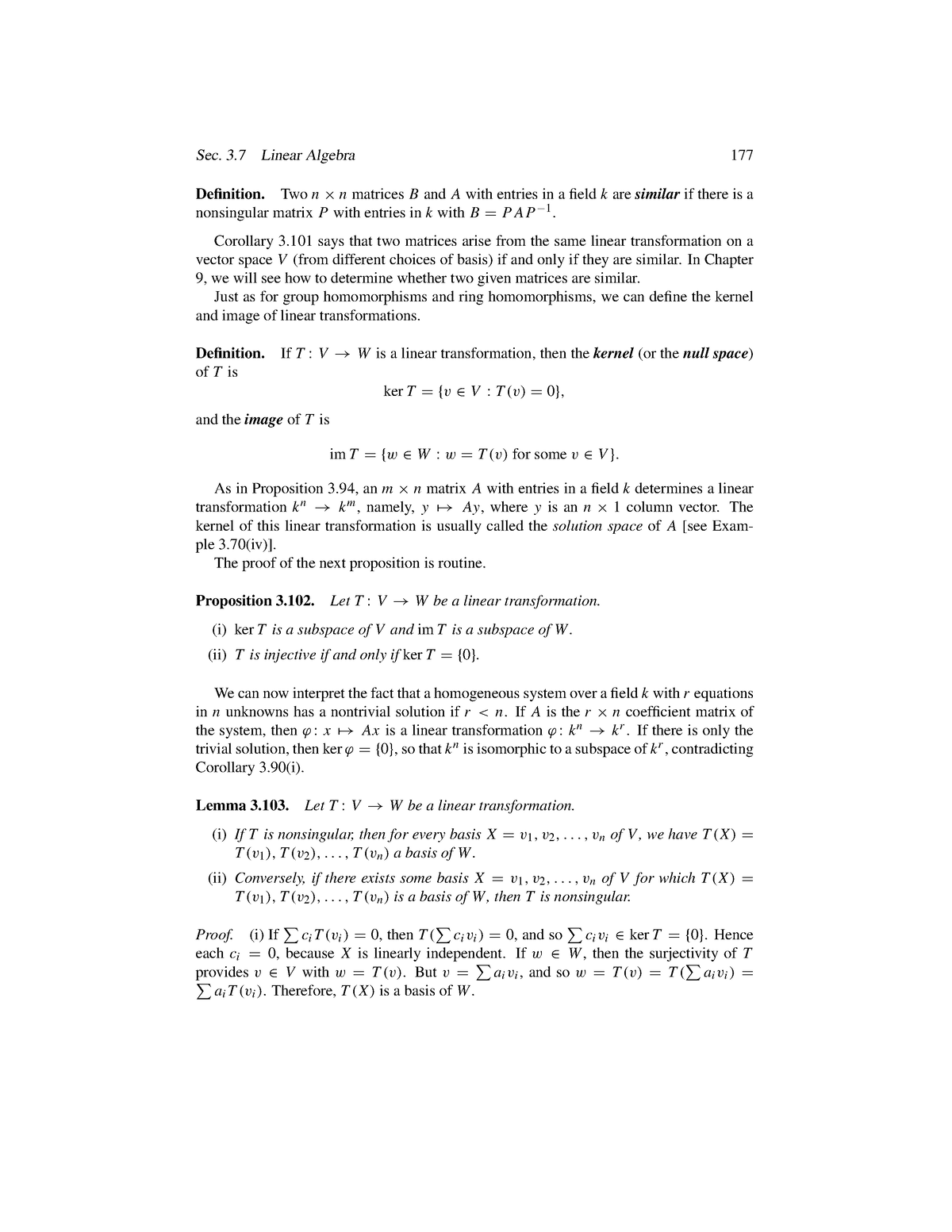 0193-0195 - Basic Algebra 101 - Sec. 3 Linear Algebra 177 Definition ...