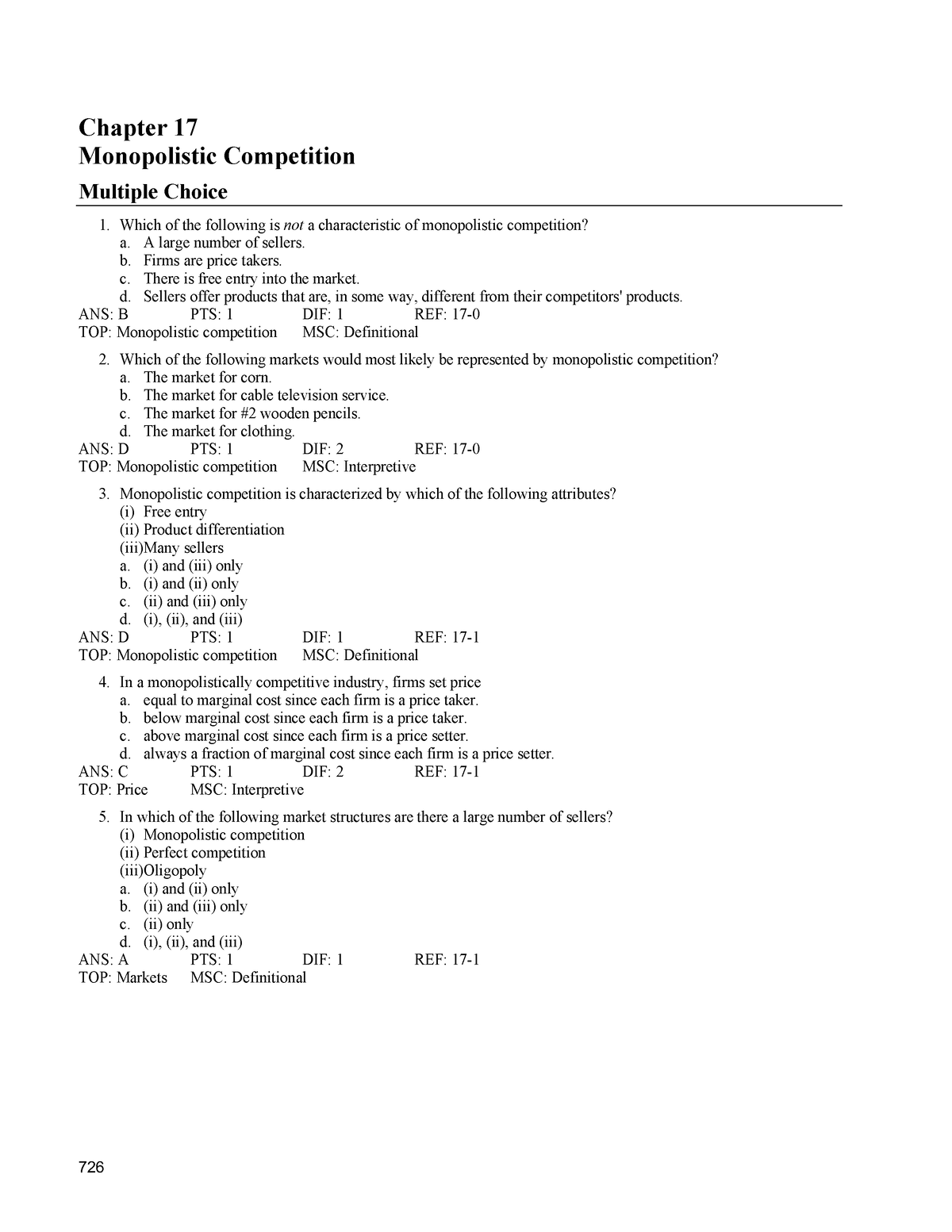 Chapter 17 Review Quiz - BÀI TẬP TRẮC NGHIỆM BẰNG TIẾNG ANH MÔN KINH TẾ ...